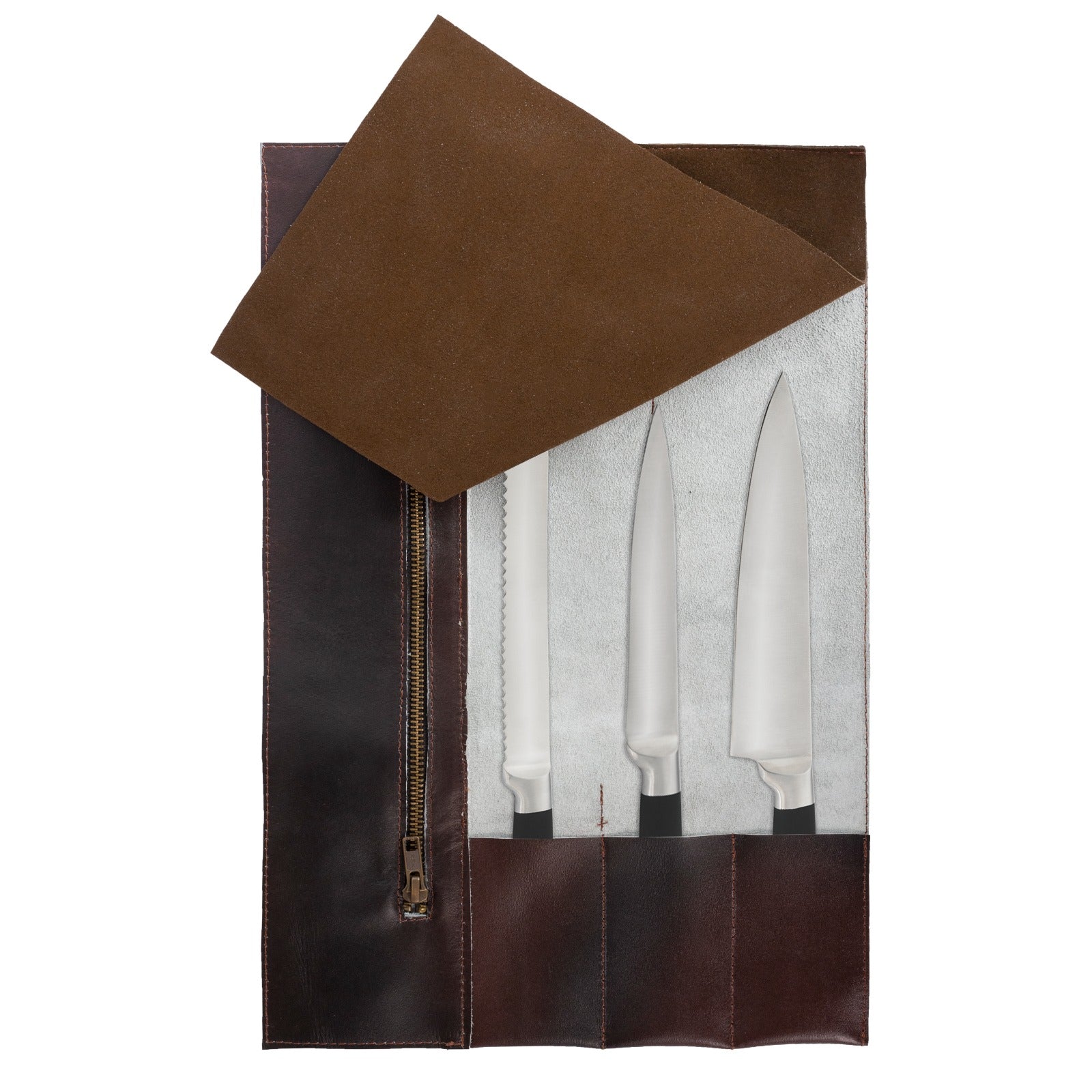 The Cambridgeshire 3 Pocket Full Grain Handmade Leather Knife Roll - Image 10