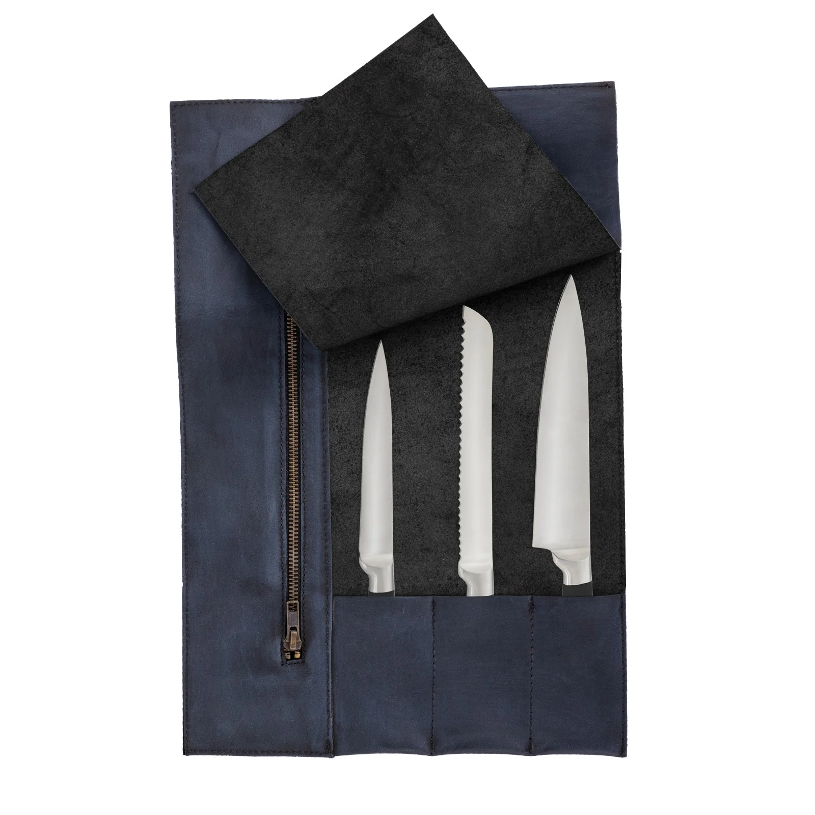 The Cambridgeshire 3 Pocket Full Grain Handmade Leather Knife Roll - Image 14