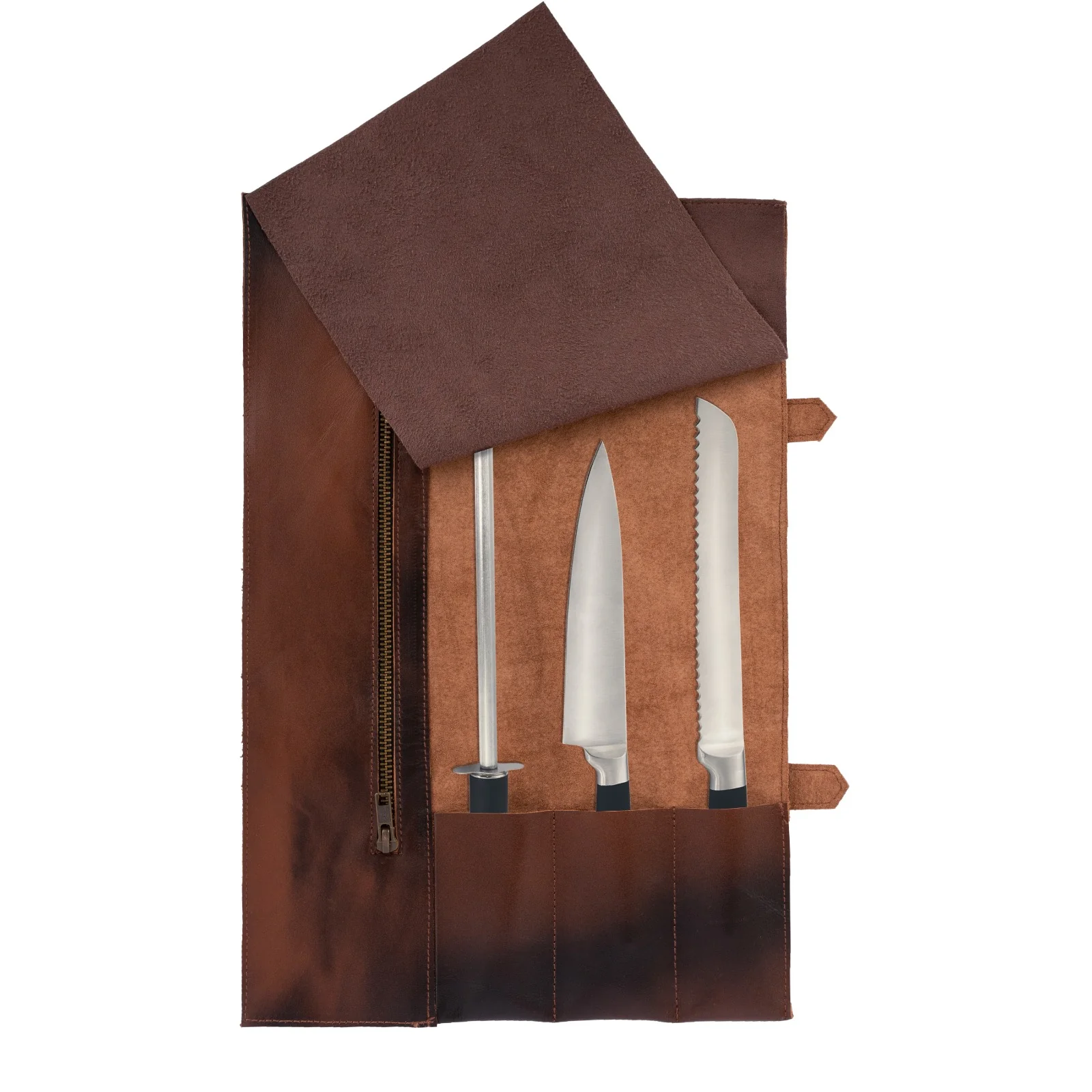 The Cambridgeshire 3 Pocket Full Grain Handmade Leather Knife Roll - Image 18