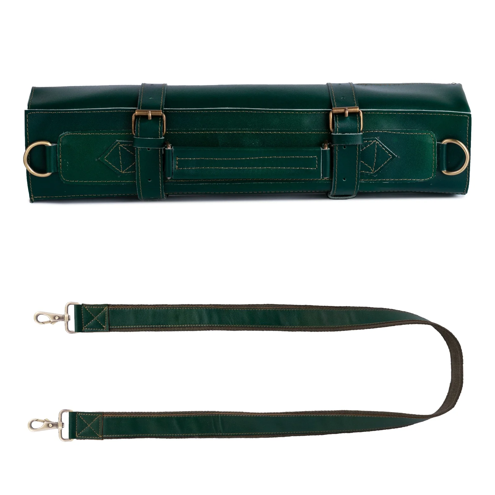 The Cambridgeshire 3 Pocket Full Grain Handmade Leather Knife Roll - Image 4