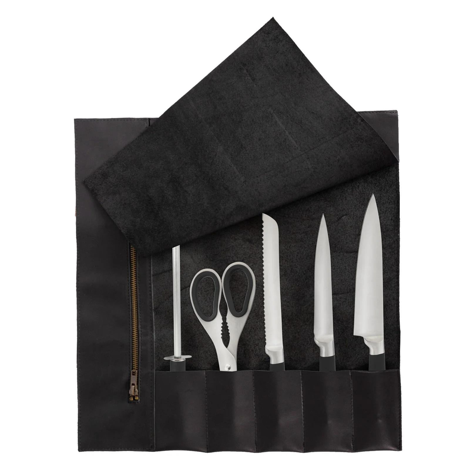 The East Sussex 5 Pocket Full Grain Handmade Leather Knife Roll - Image 4