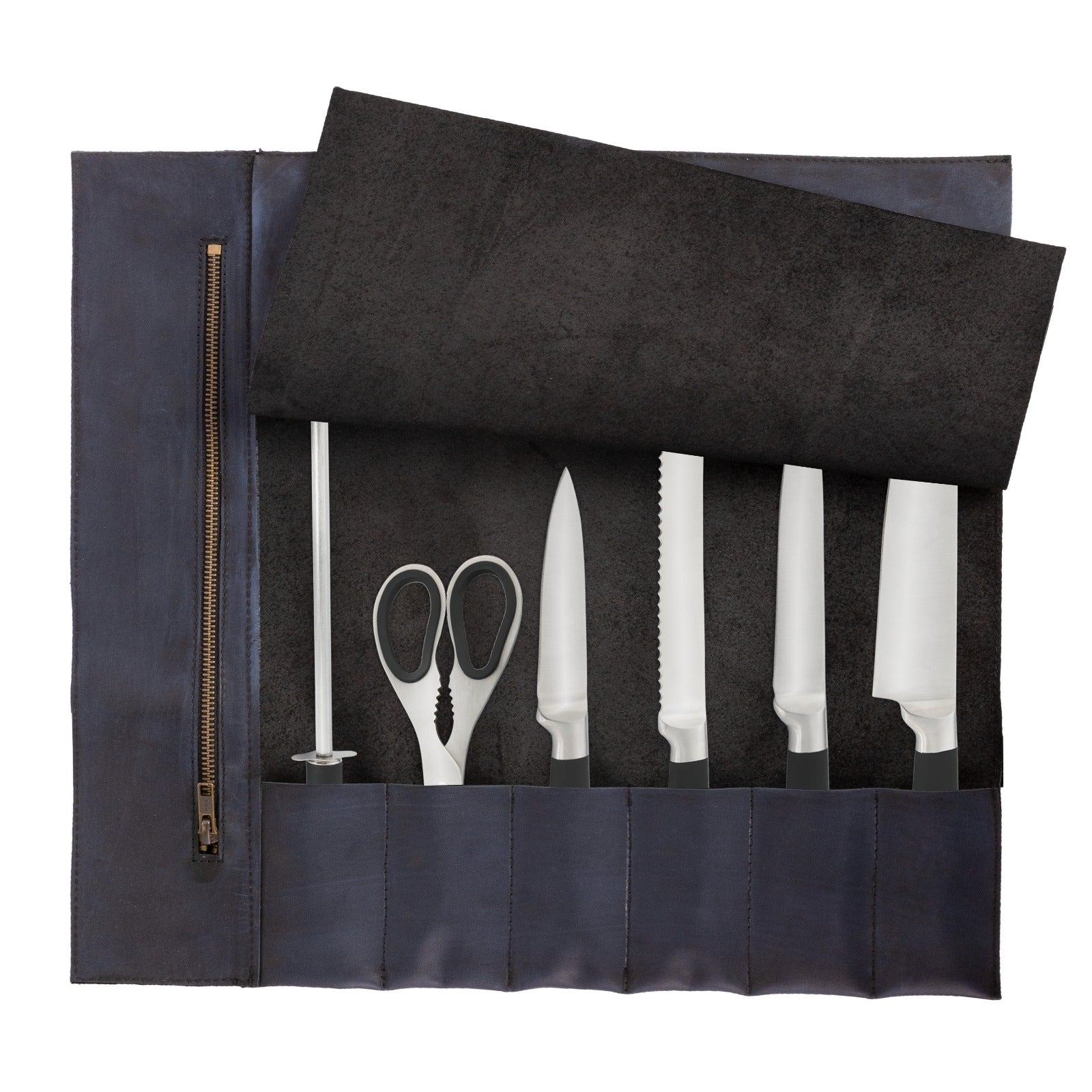The Dorset 6 Pocket Full Grain Handmade Leather Knife Roll - Image 9