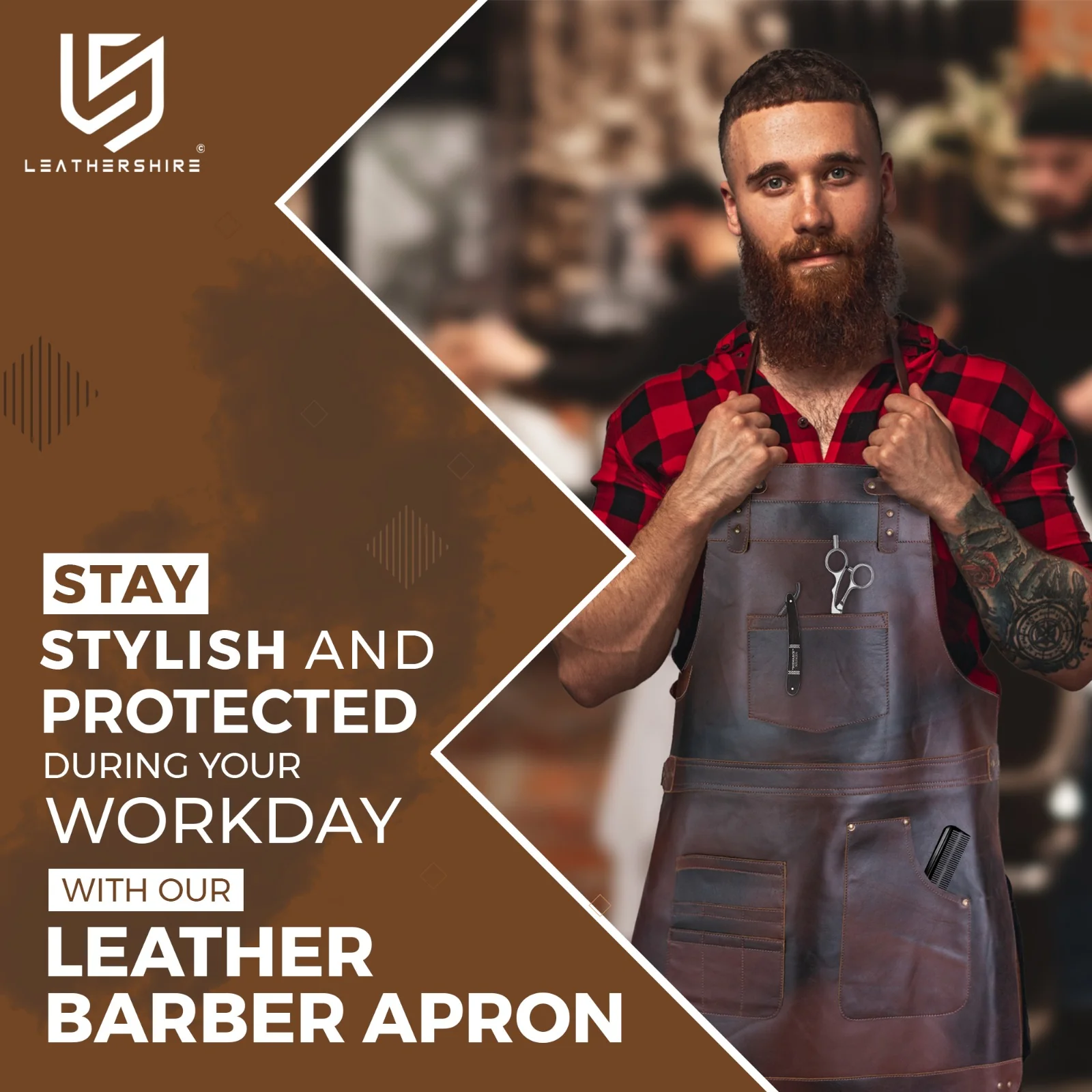 The Dorset Dark Brown Full Grain Leather Apron - Image 3