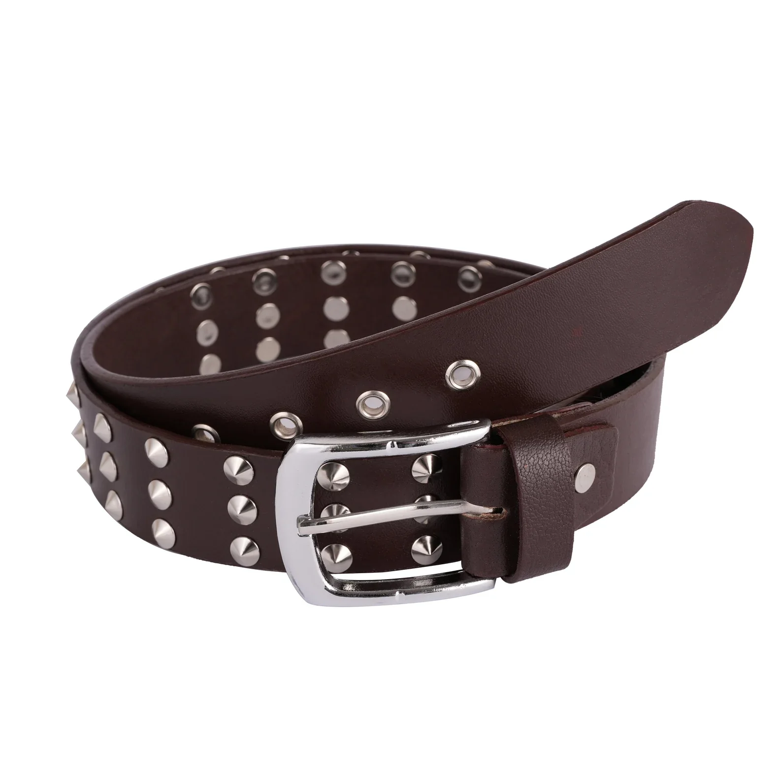 Brown Biker handmade studded bonded Full Grain handcrafted leather belt