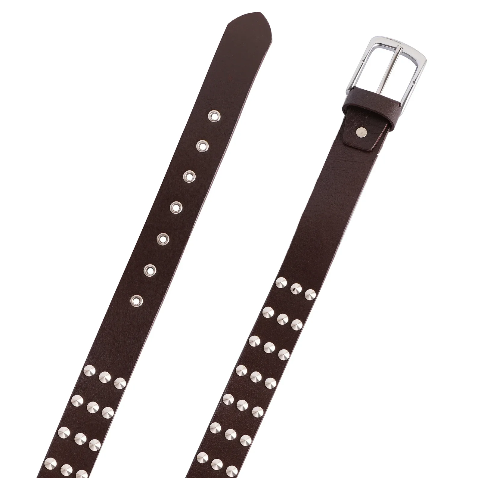 Brown Biker handmade studded bonded Full Grain handcrafted leather belt - Image 2