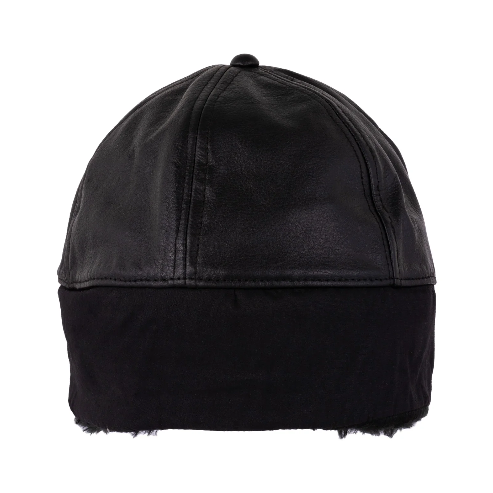 Black Leather Mitts with Leather Cap Gift Set - Image 8