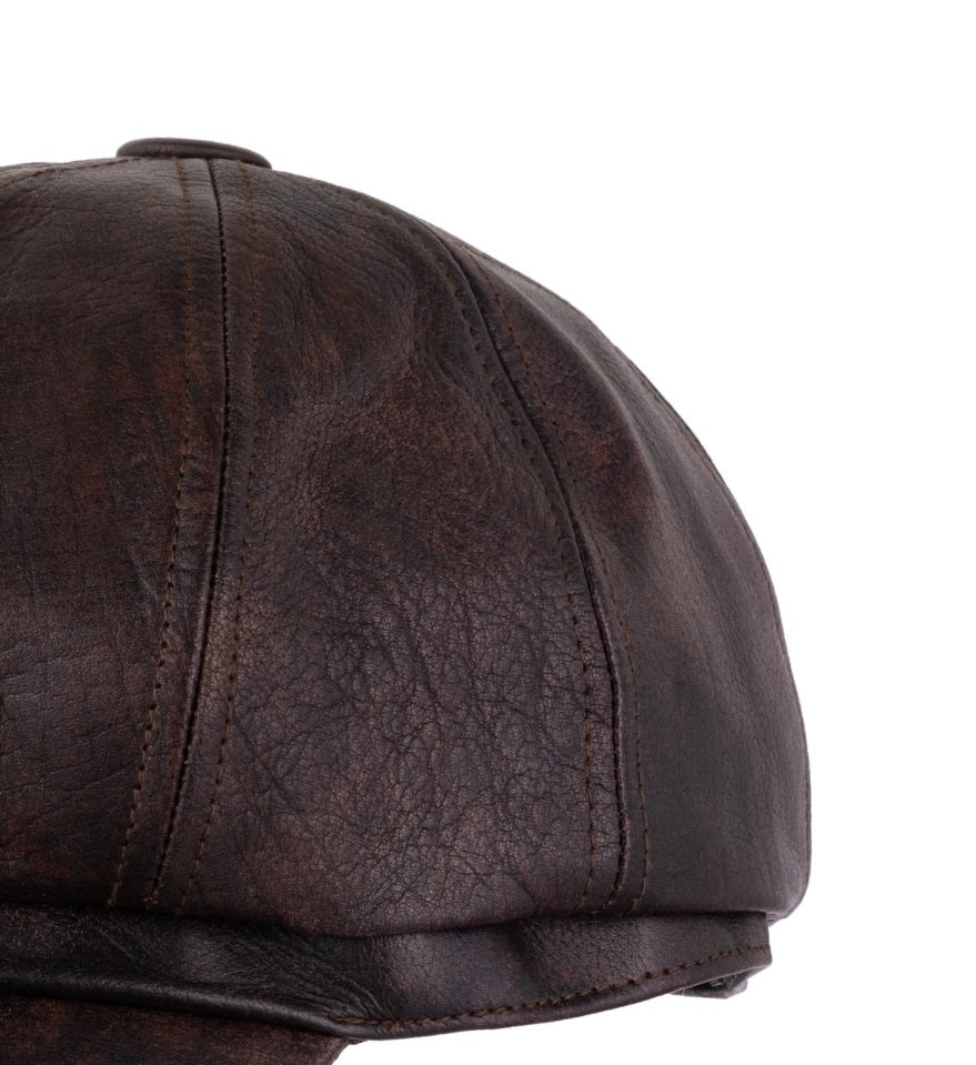 Brown Leather Mitts with Leather Cap Gift Set - Image 10