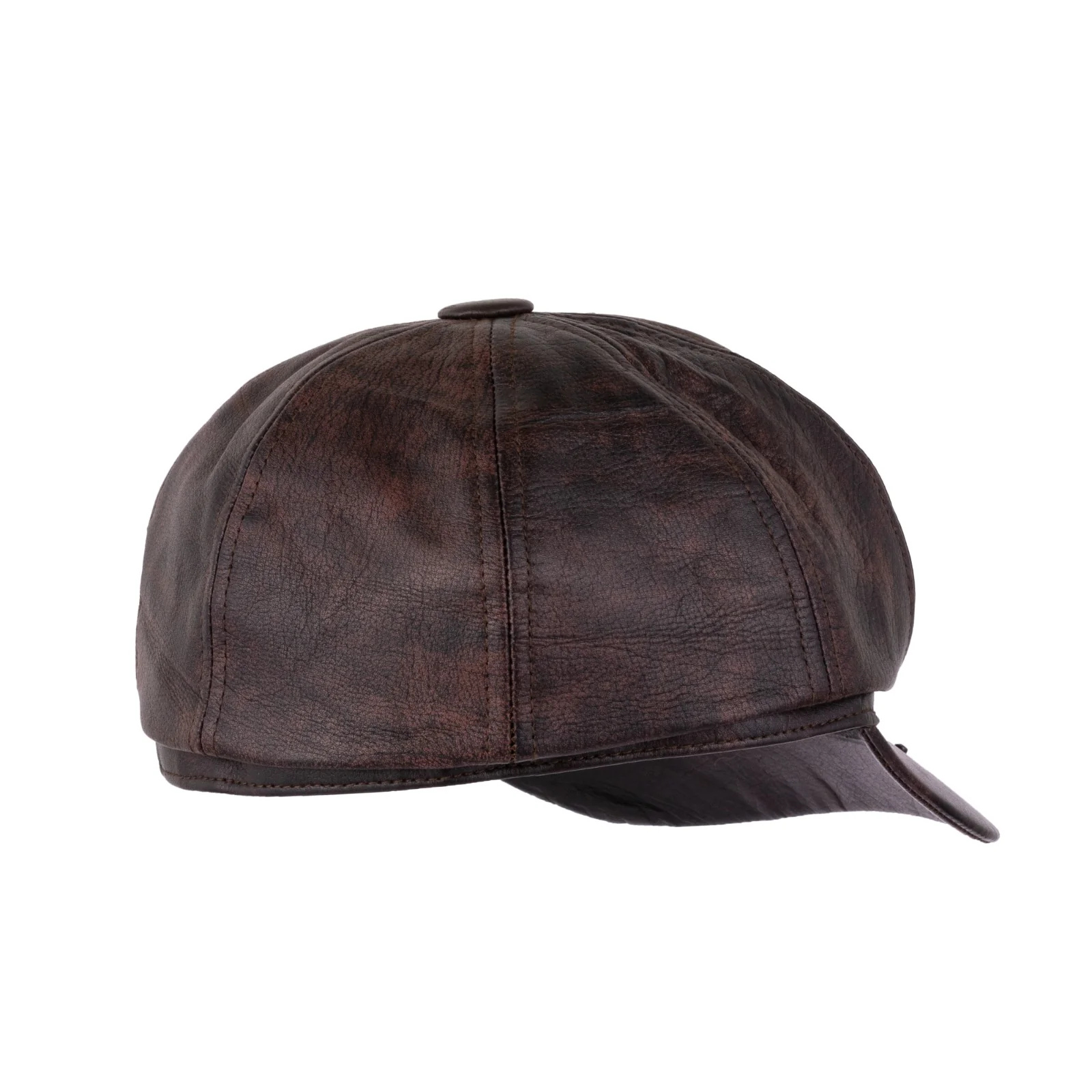 Brown Leather Mitts with Leather Cap Gift Set - Image 11