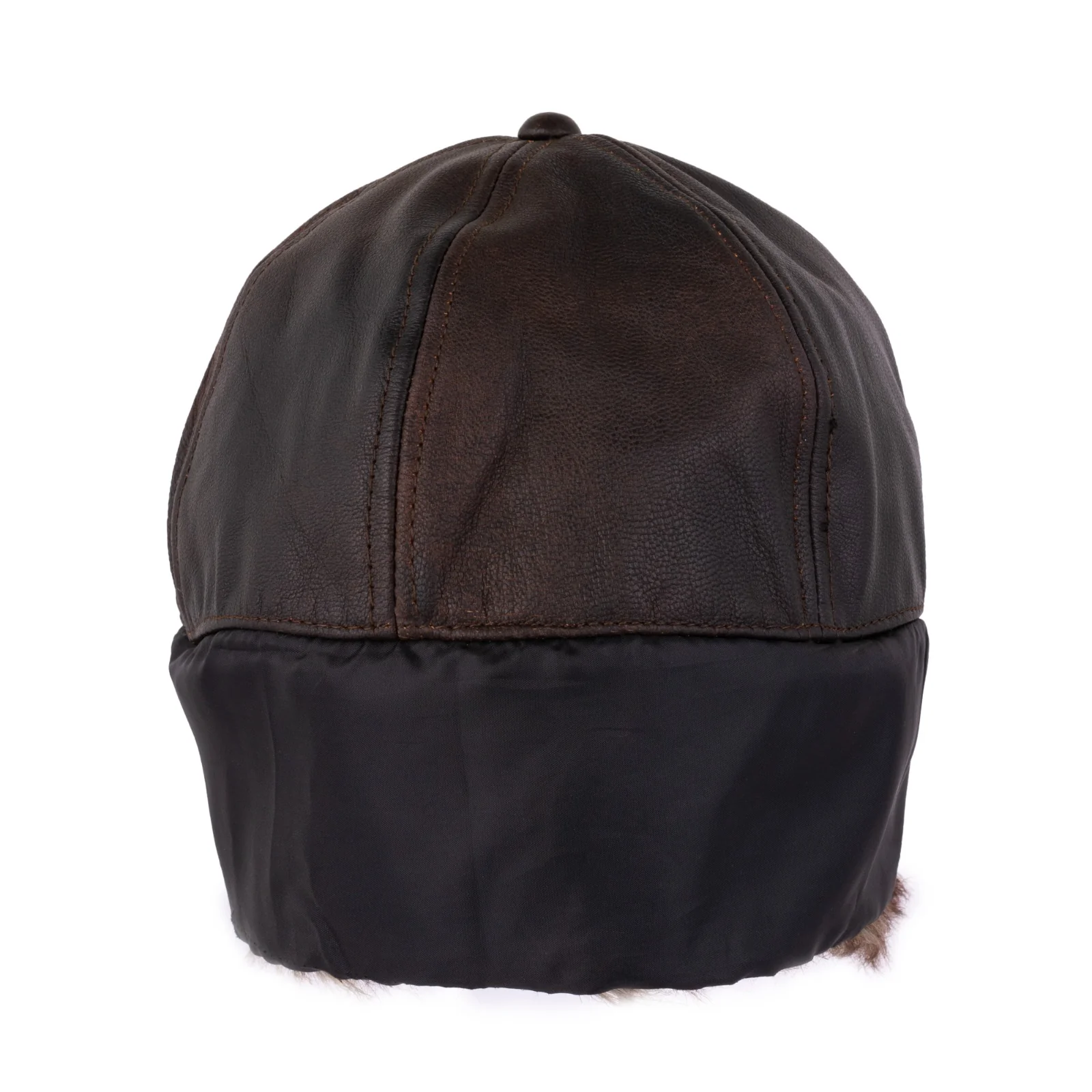 Brown Leather Mitts with Leather Cap Gift Set - Image 8