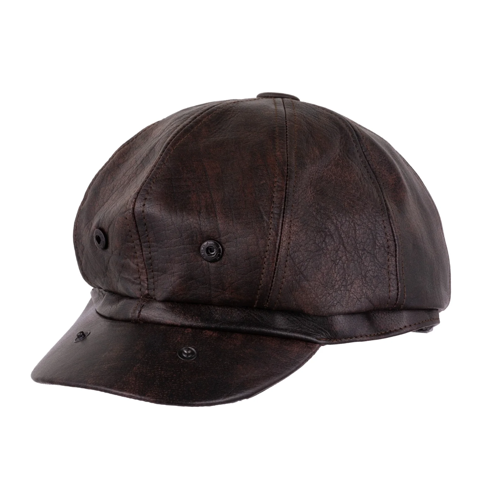 Brown Leather Mitts with Leather Cap Gift Set - Image 7
