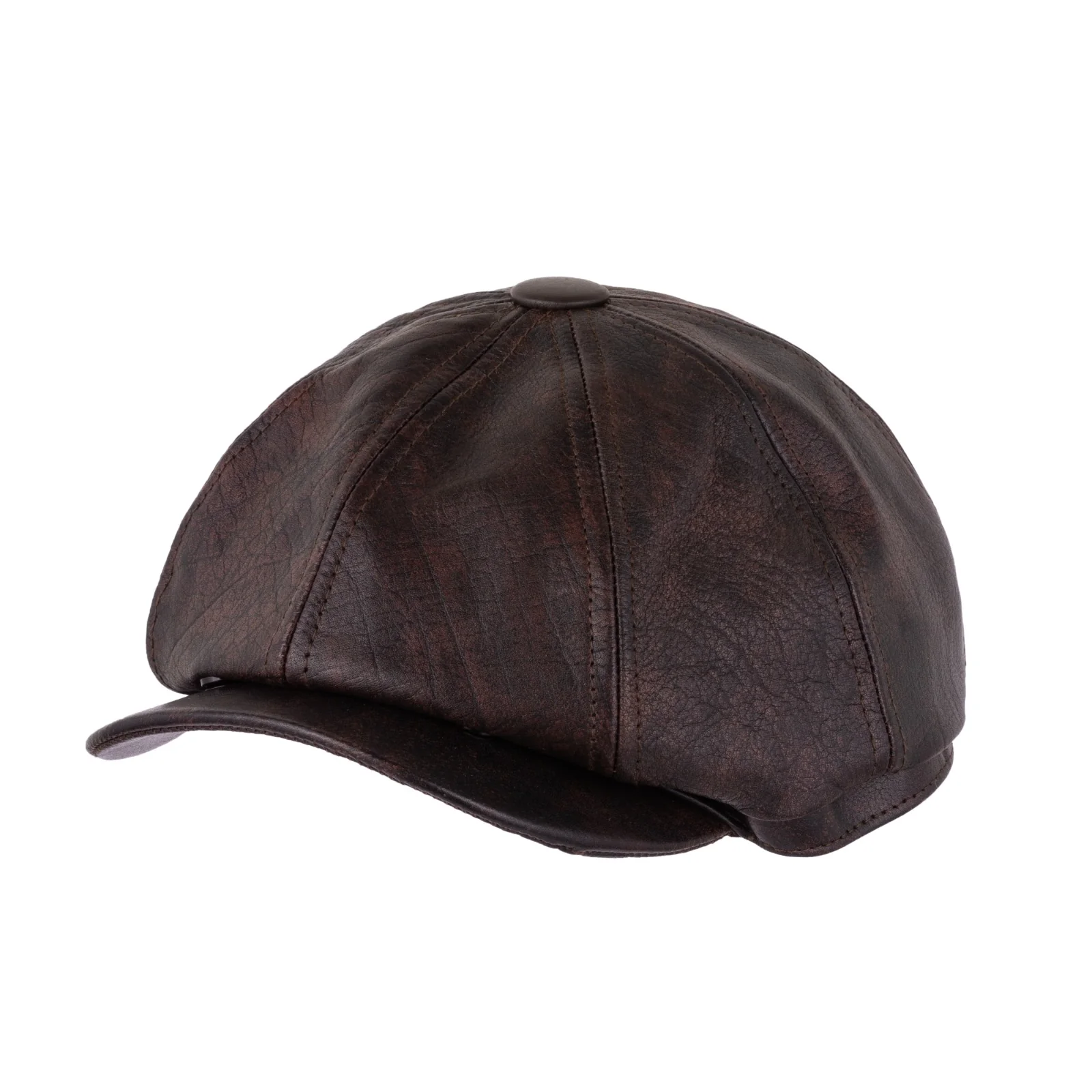 Brown Leather Mitts with Leather Cap Gift Set - Image 8