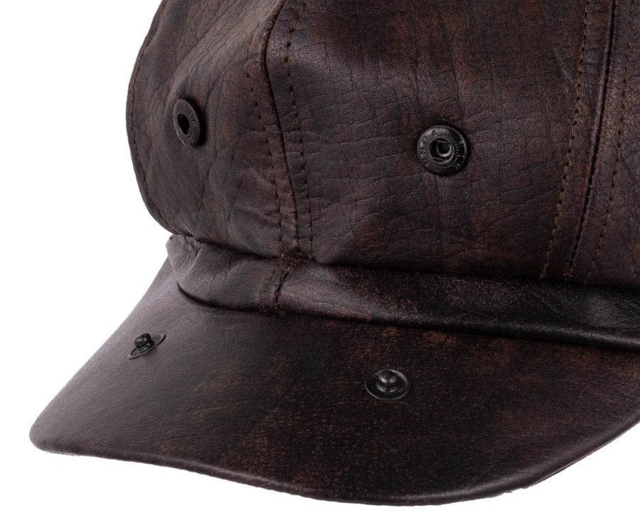 Brown Leather Mitts with Leather Cap Gift Set - Image 9