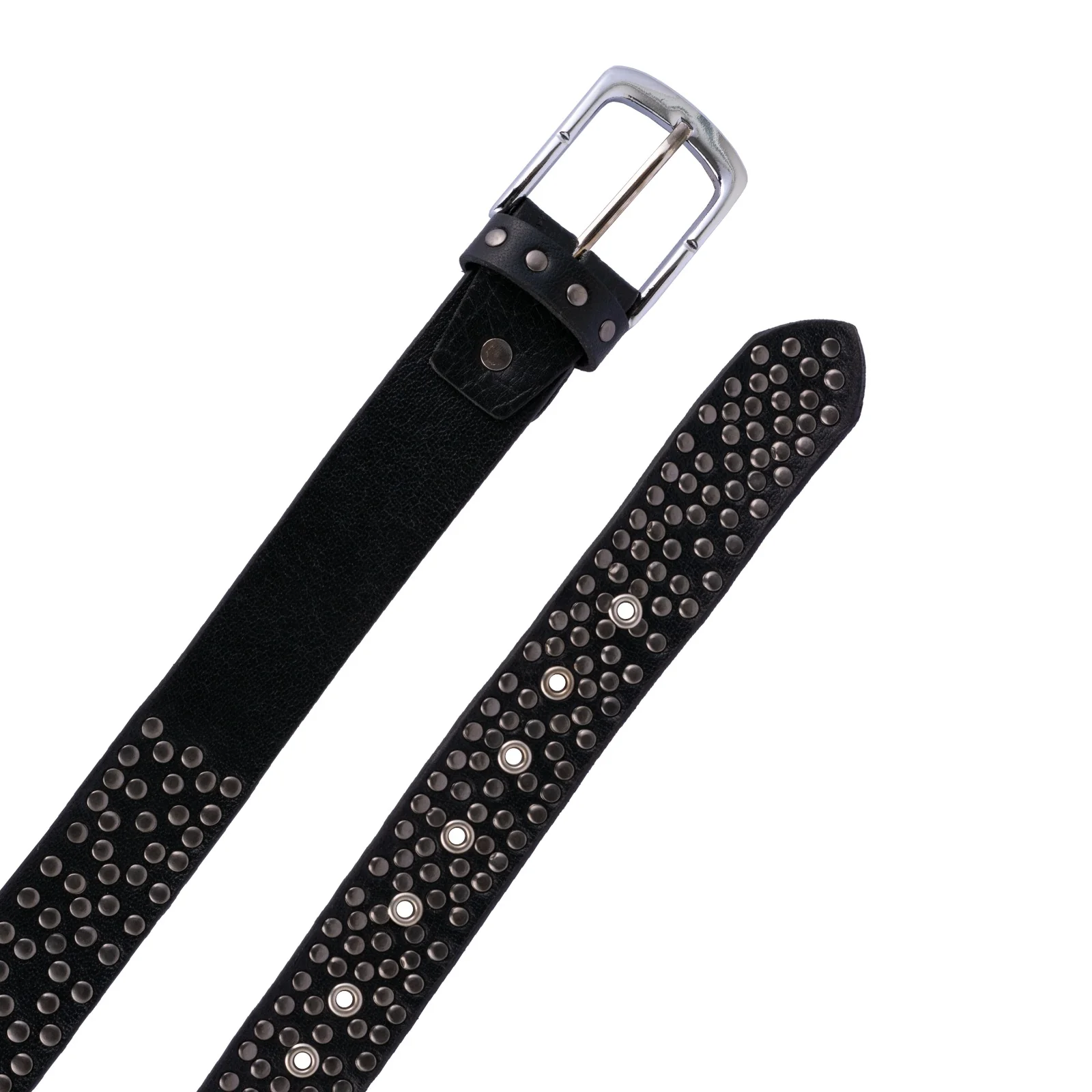 The Bristol Black rock 'n' roll Bronze Stud Handmade leather belt - Image 3