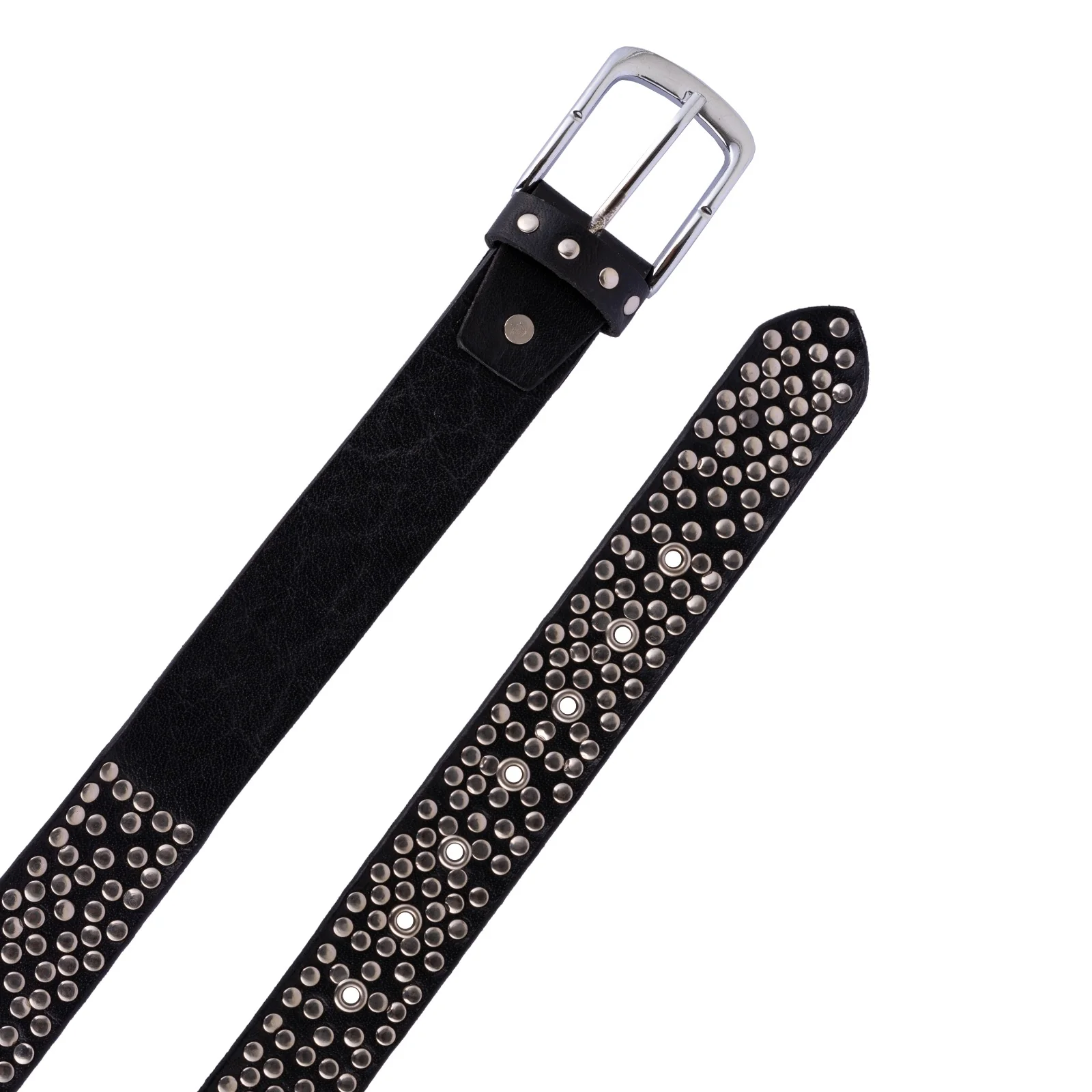 The Warwickshire Black rock 'n' roll Silver Handmade studded leather belt - Image 2
