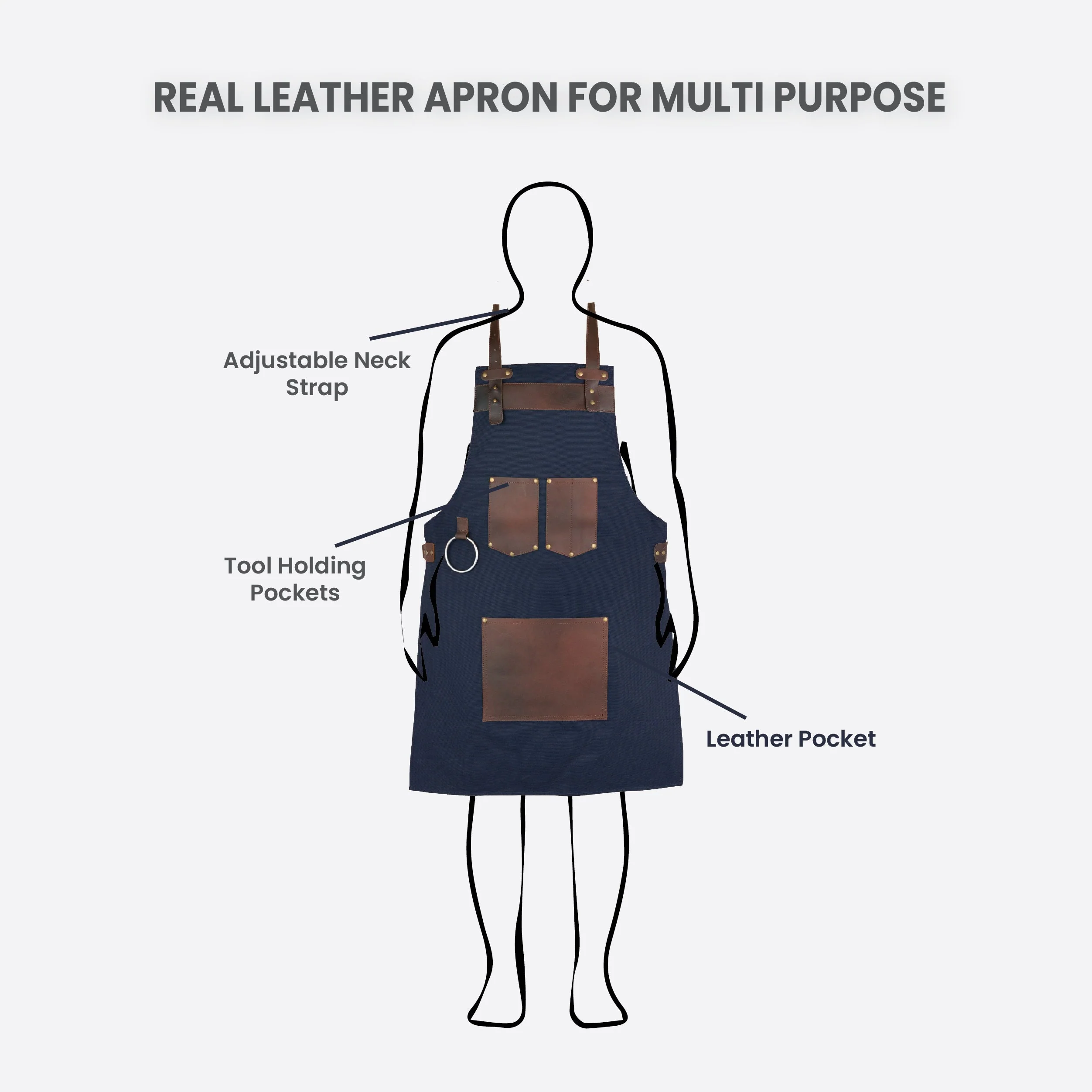 The Berkshire Canvas Apron with Leather Pocket - Image 3