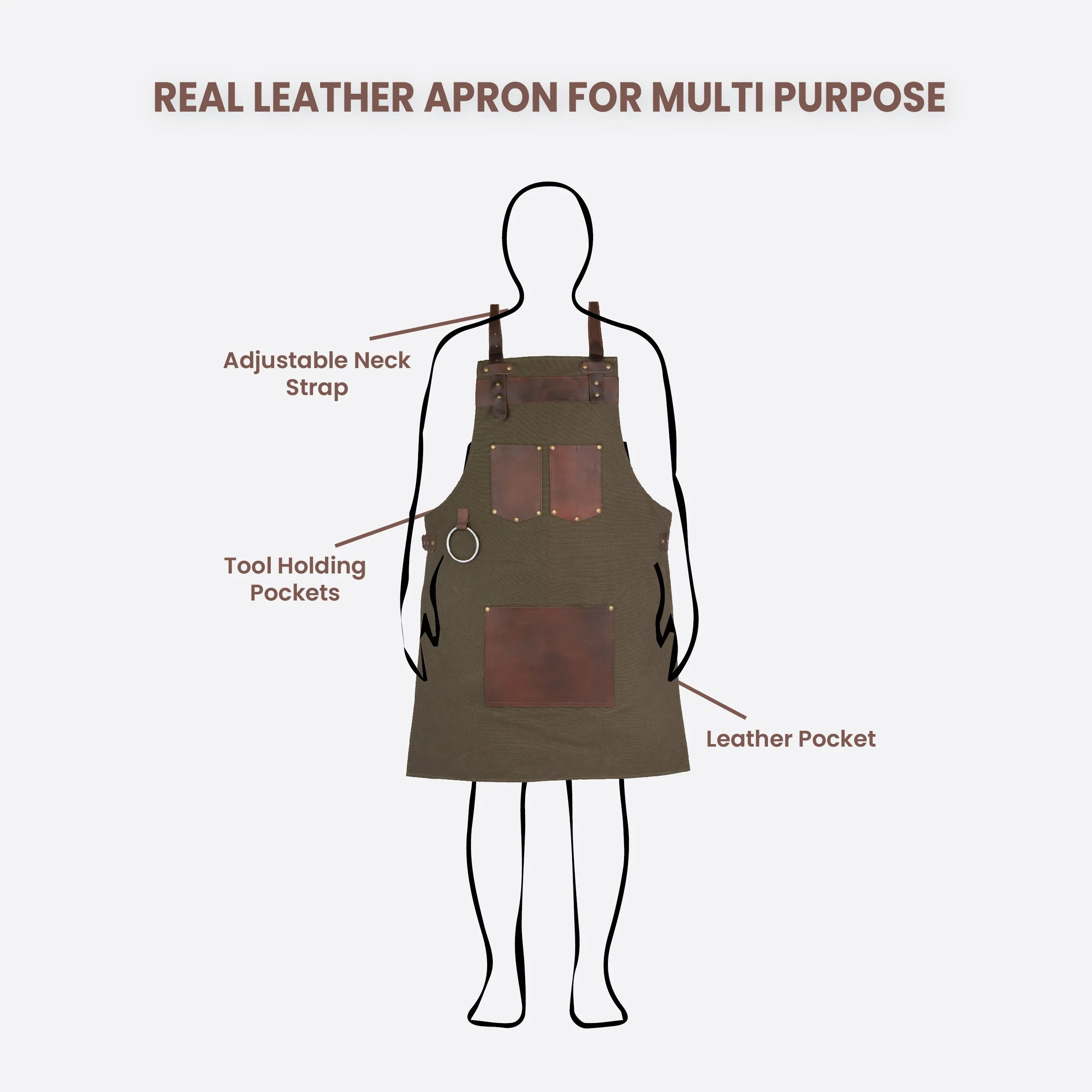 The Berkshire Canvas Apron with Leather Pocket - Image 7