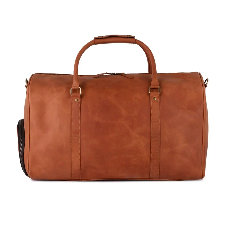 Tan Brown Leather Laptop Bag with Leather Journal and Dufffle Bag Gift Set - Leather Travel Set - Image 12