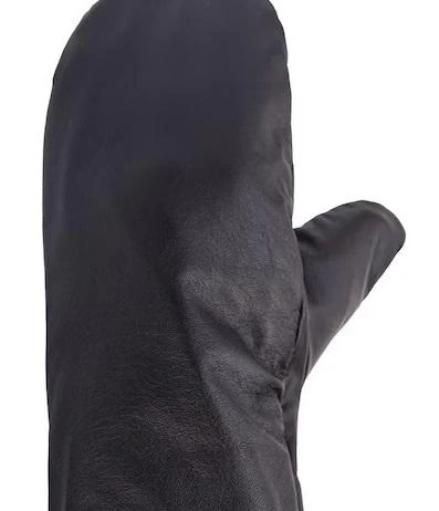 Black Leather Mitts with Leather Cap Gift Set - Image 6