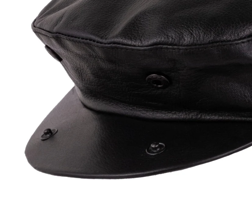Black Leather Mitts with Leather Cap Gift Set - Image 10