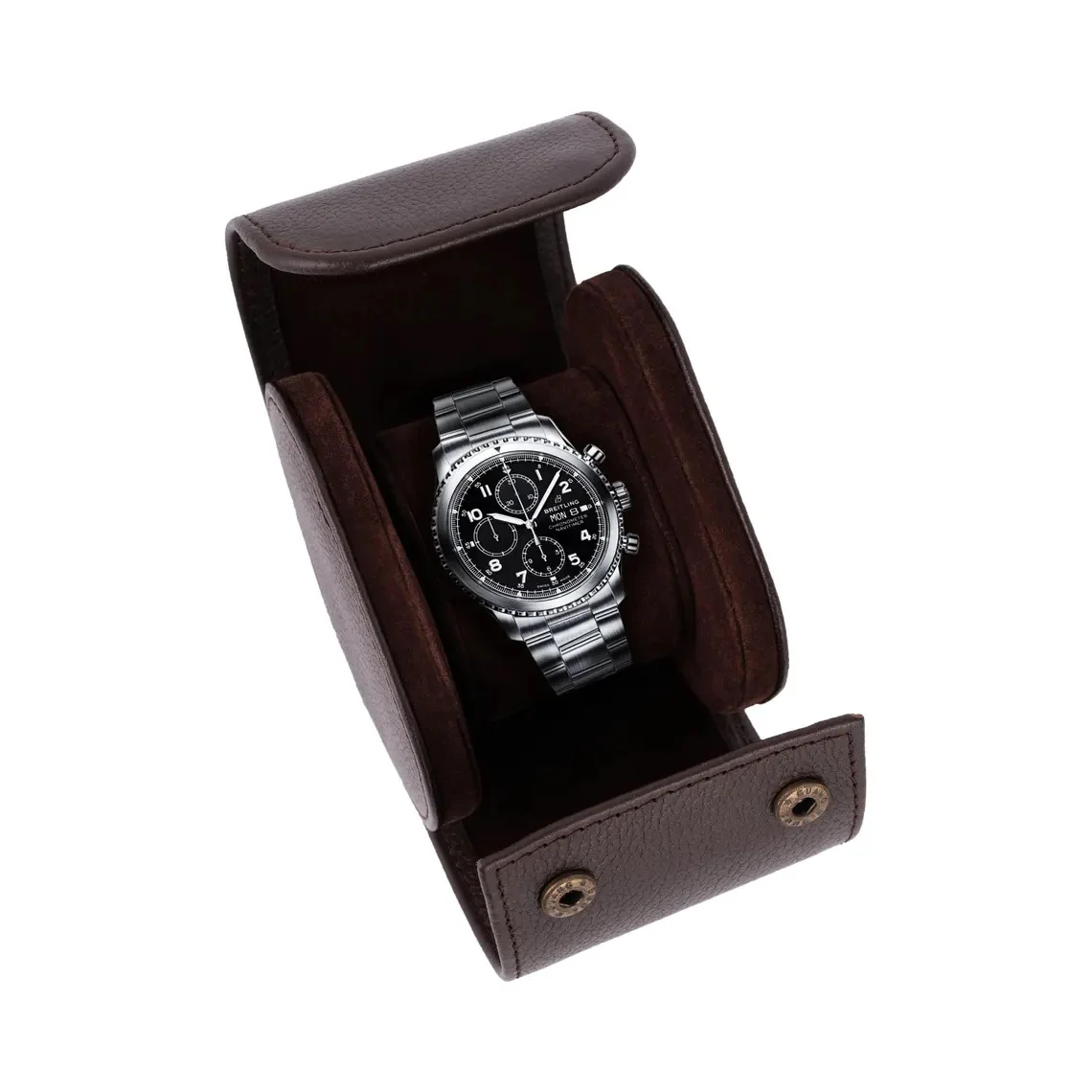 The Somerset Luxury Dark Brown Leather Watch Case - Image 10