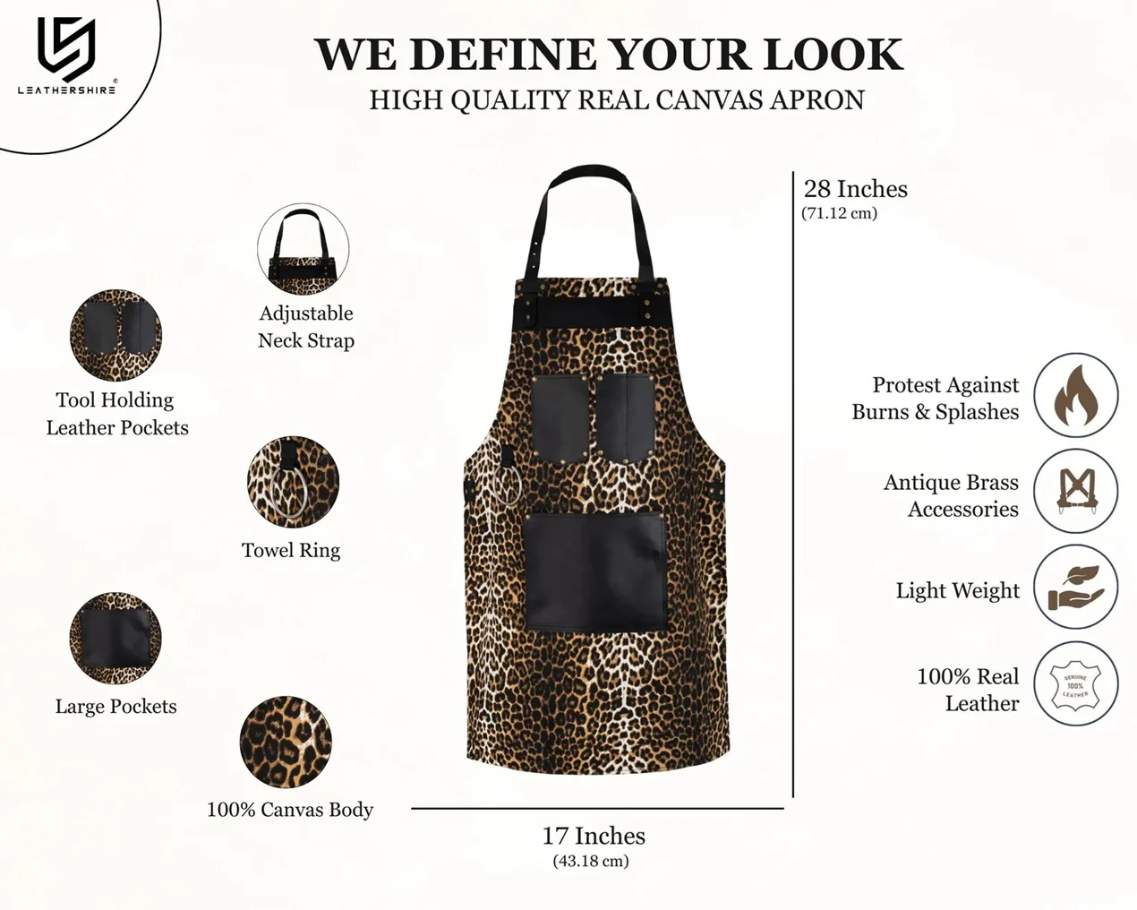 Chef Leopard Leather apron and Roll Gift Set - Image 5