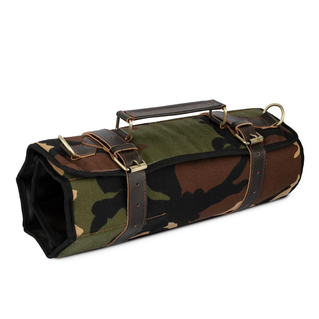Chef Camo Dark Brown Leather apron and Roll Gift Set - Image 12