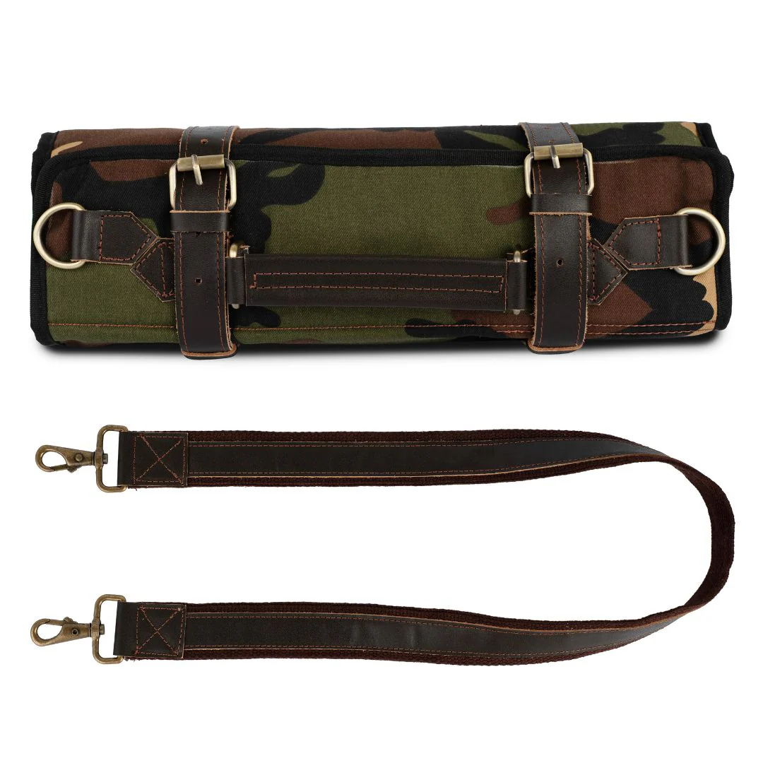 Chef Camo Dark Brown Leather apron and Roll Gift Set - Image 14