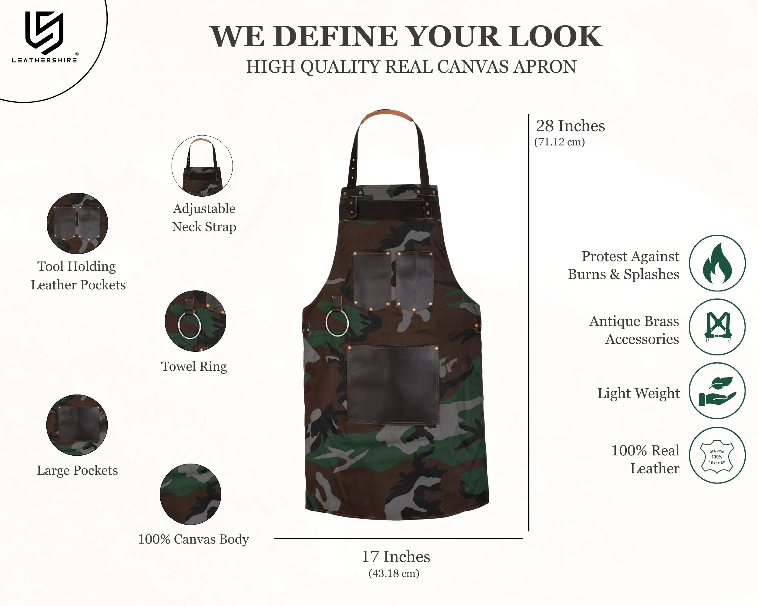 The Northumberland Canvas Camougflage Bib Apron - Image 17