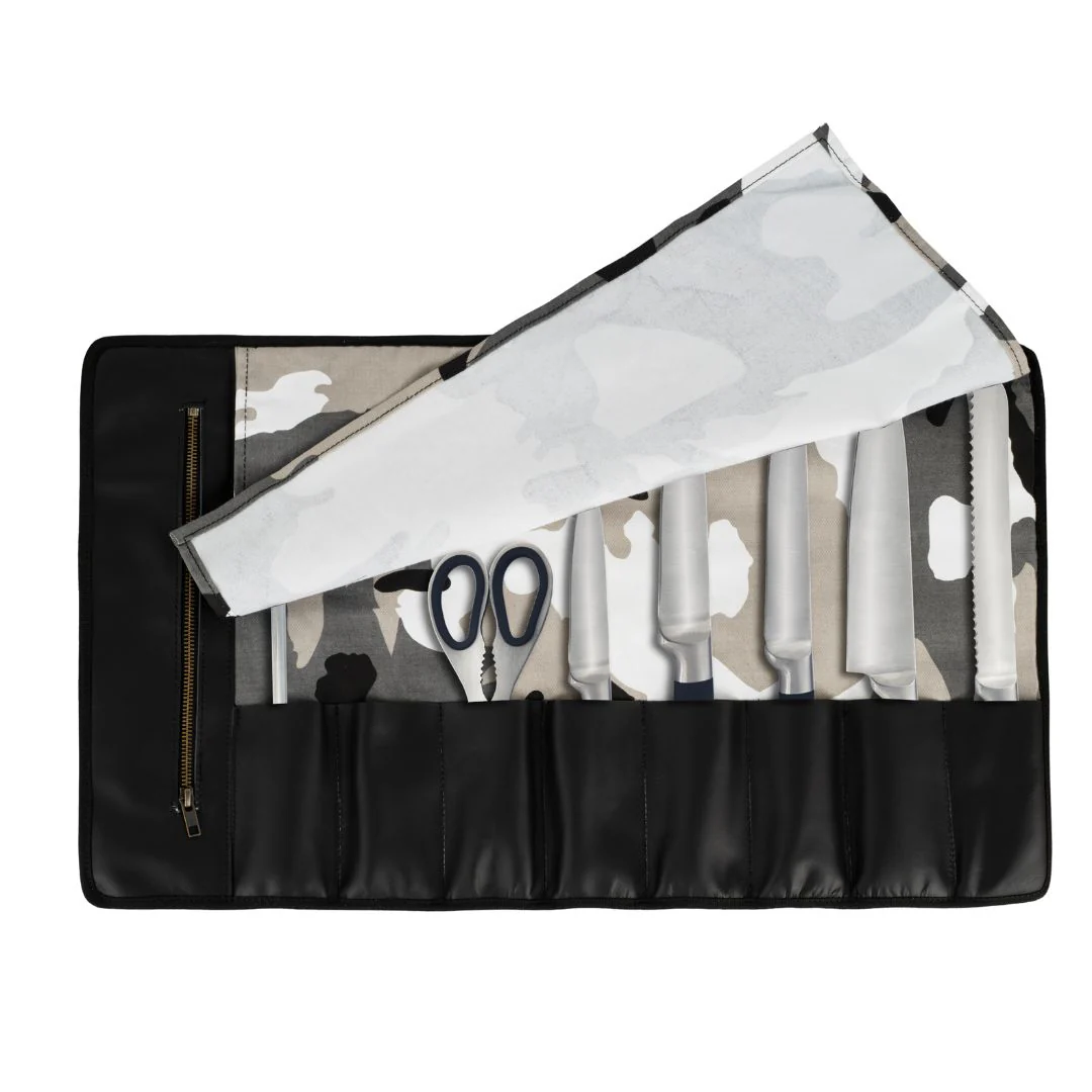 Chef Camo Grey Leather apron and Roll Gift Set - Image 10