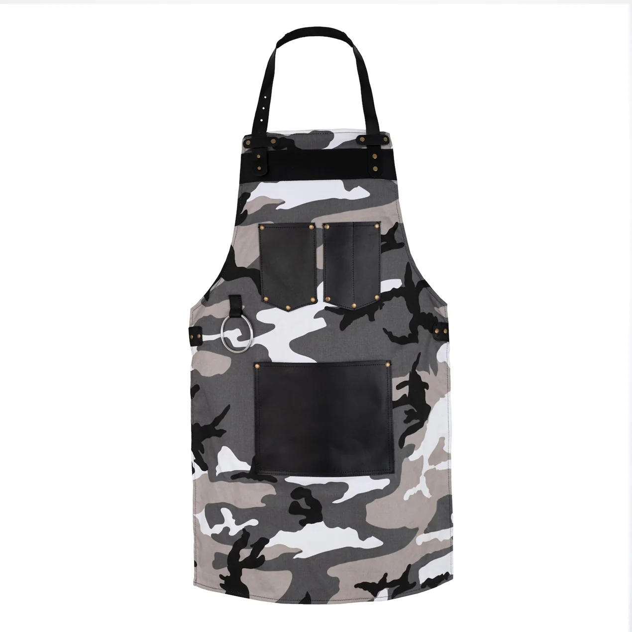 Chef Camo Grey Leather apron and Roll Gift Set - Image 3