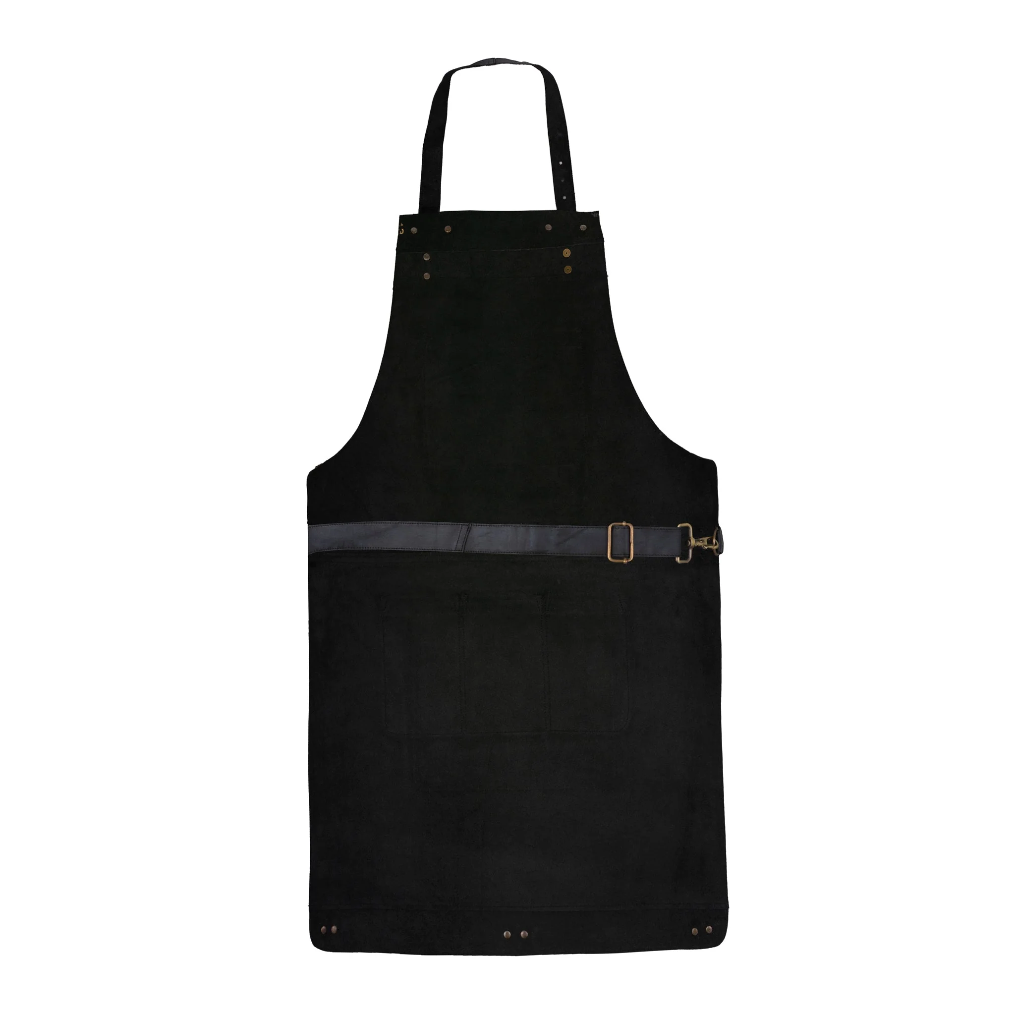 The Northumberland Black Wax Full Grain Leather Bib Apron - Image 3