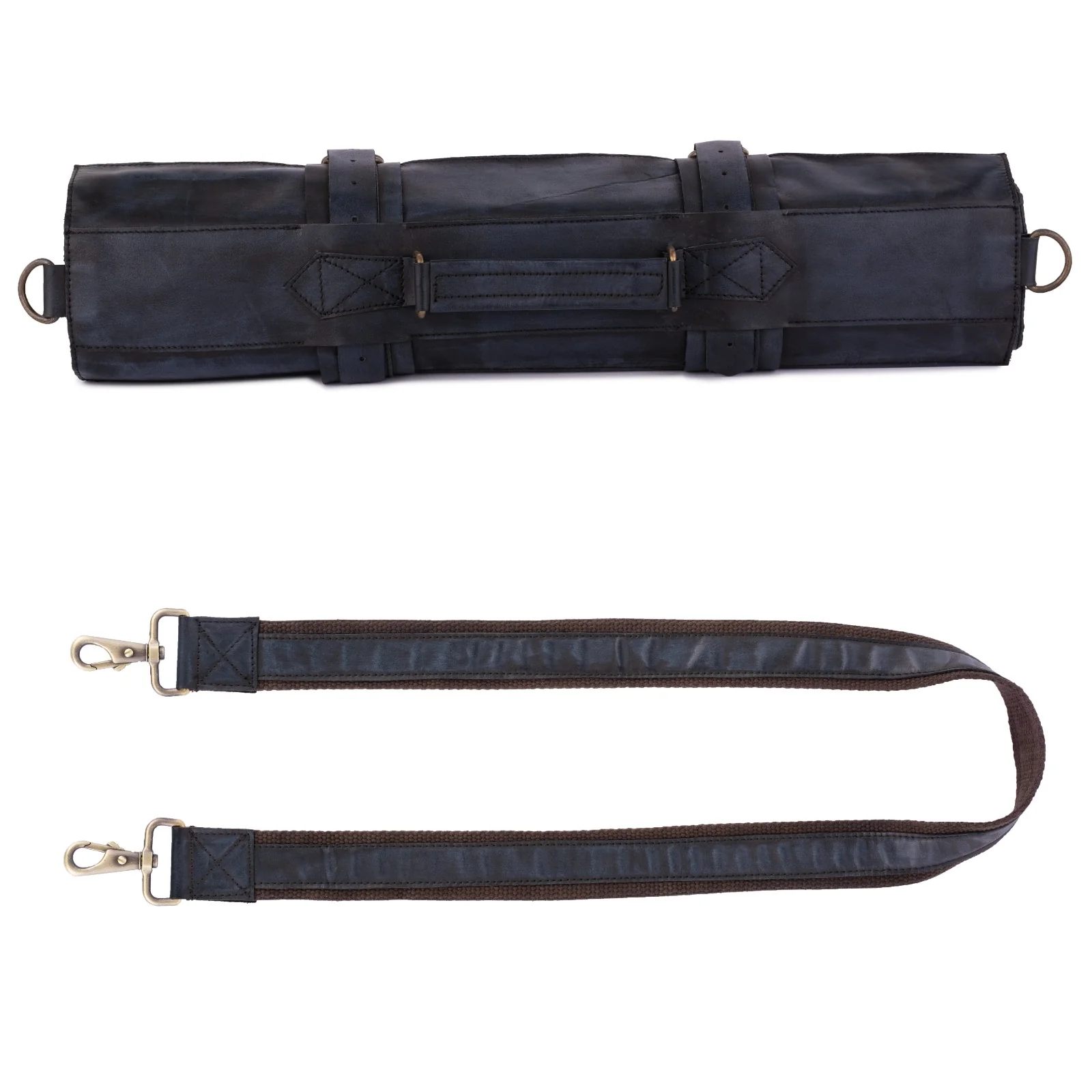 Chef Black Wax Leather apron and Roll with free utility belt Gift Set - Image 8