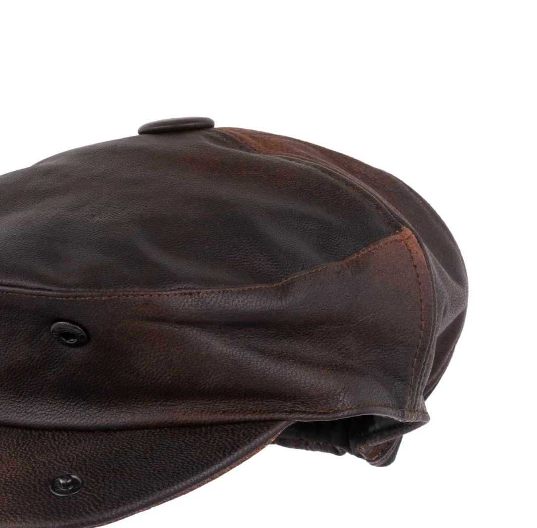 Dark brown Leather apron and Roll with Leather Mitts & Cap Gift Set - Chef Gift Set - Image 12