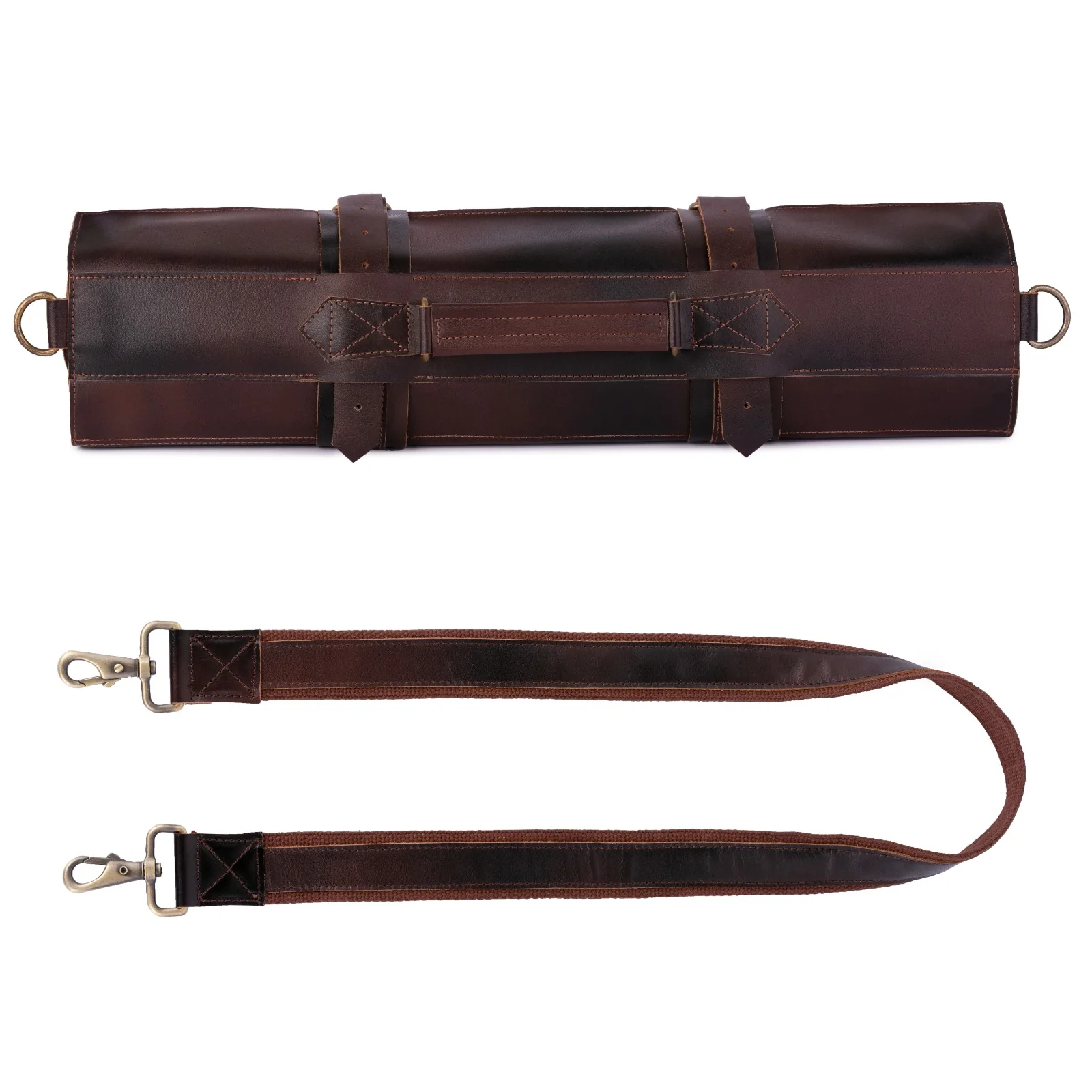 Dark brown Leather apron and Roll with Leather Mitts & Cap Gift Set - Chef Gift Set - Image 8