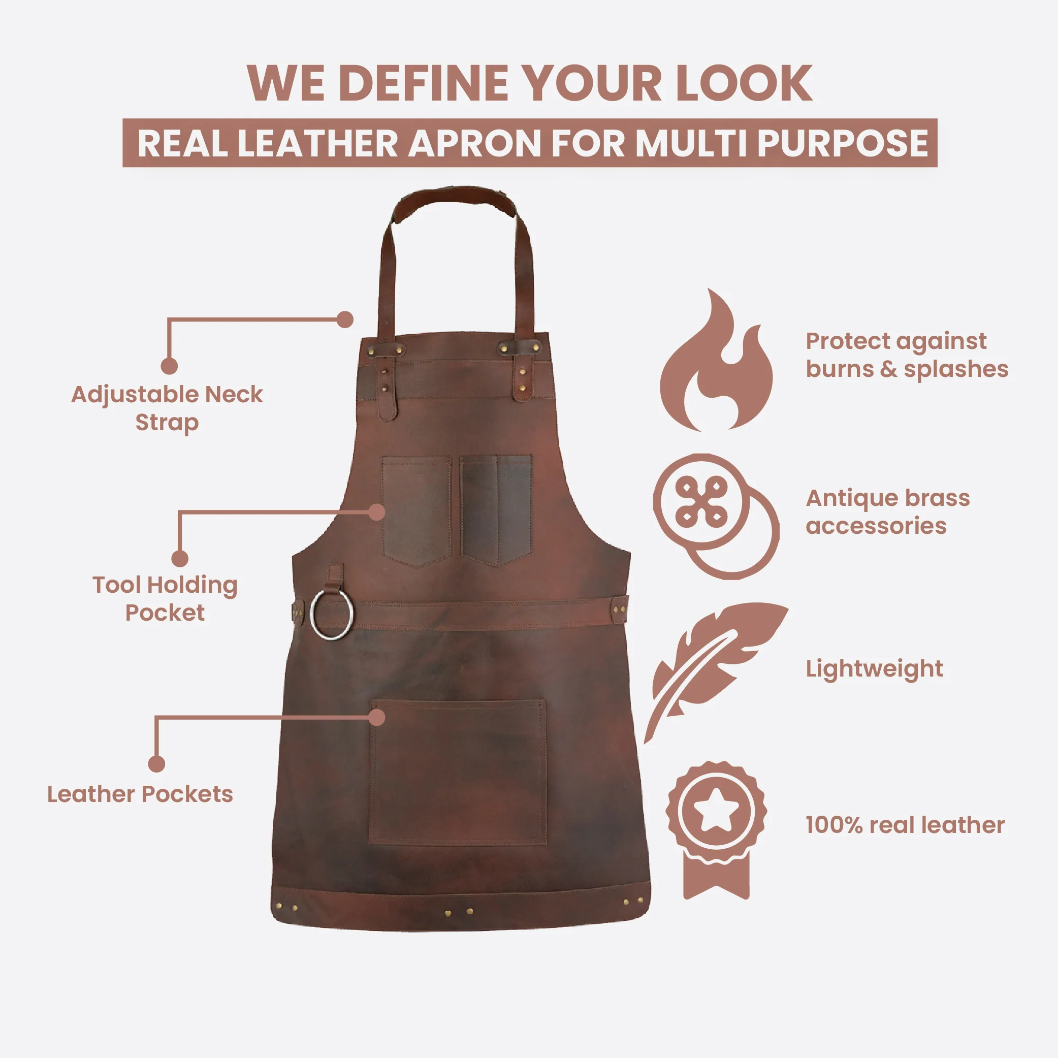 The Northumberland Chocolate Brown Leather Apron - Image 5
