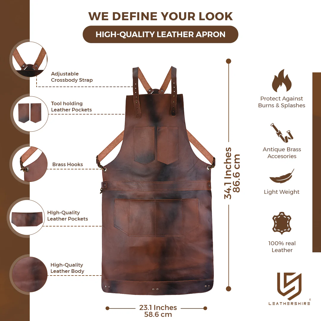 The Surrey Cognac Brown Full Grain Leather Crossbody Apron - Image 2