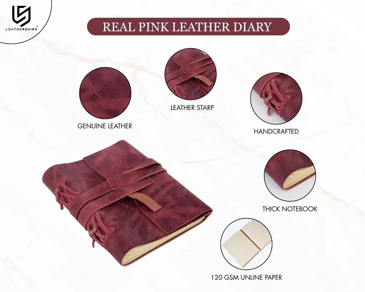 Crazy Horse Full grain Leather Journal Handmade Notebook A5 - Image 11