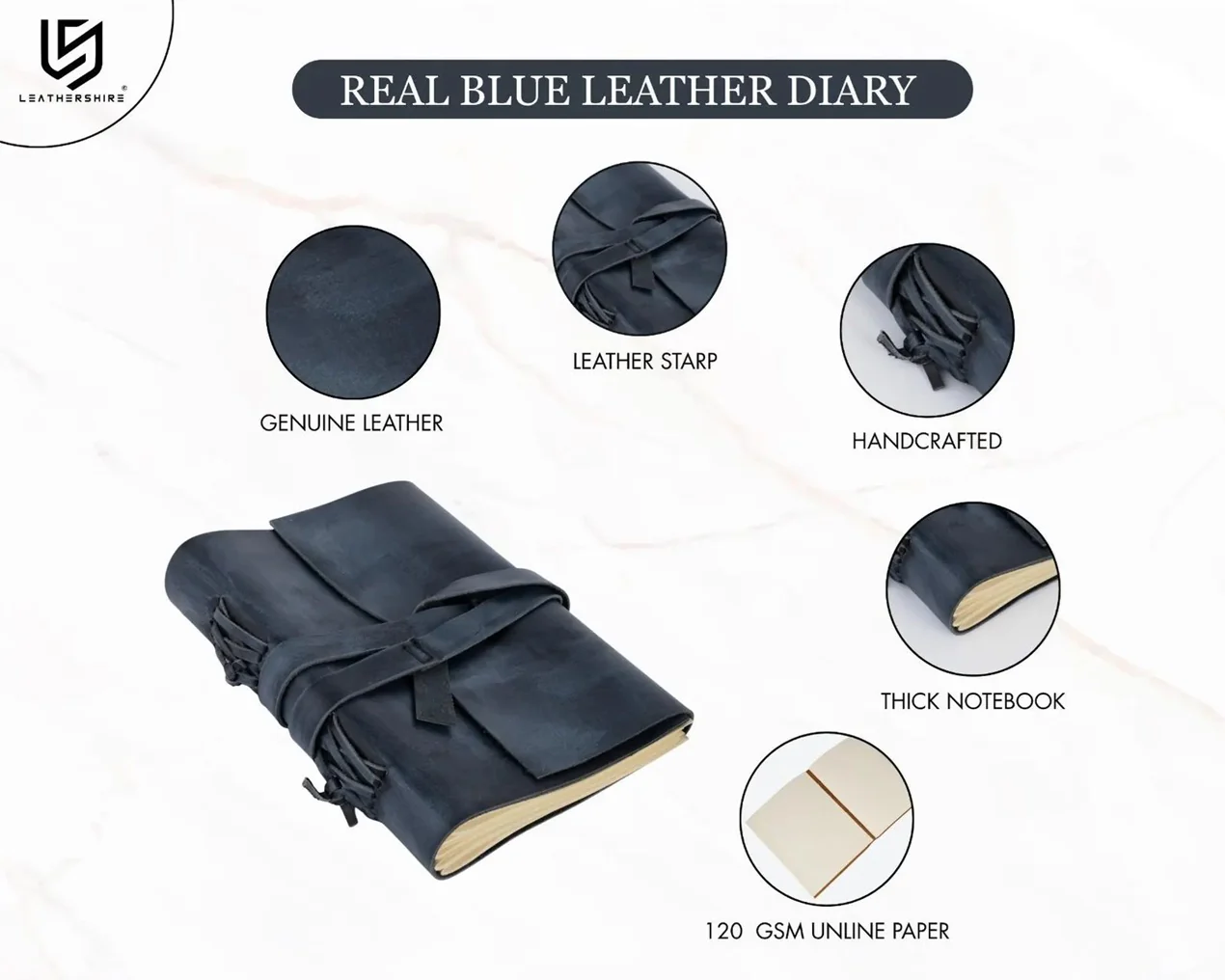 Crazy Horse Full grain Leather Journal Handmade Notebook A5 - Image 11