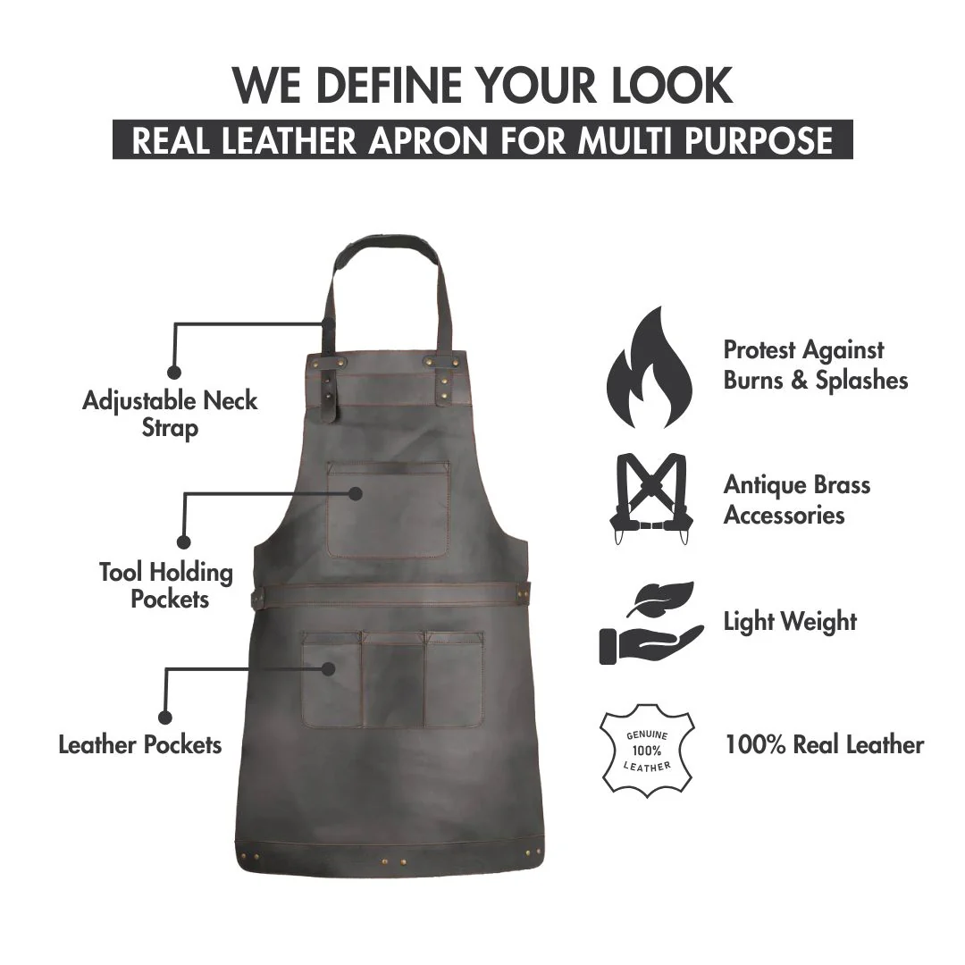 The Bedfordshire Full Grain Leather Apron - Image 49