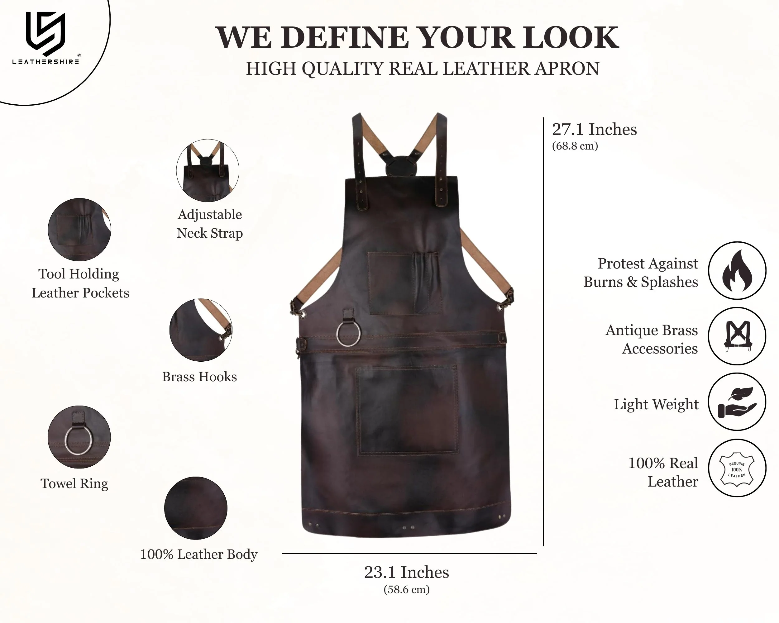 The Riding of Yorkshire Full Grain Leather Crossbody Apron - Image 3