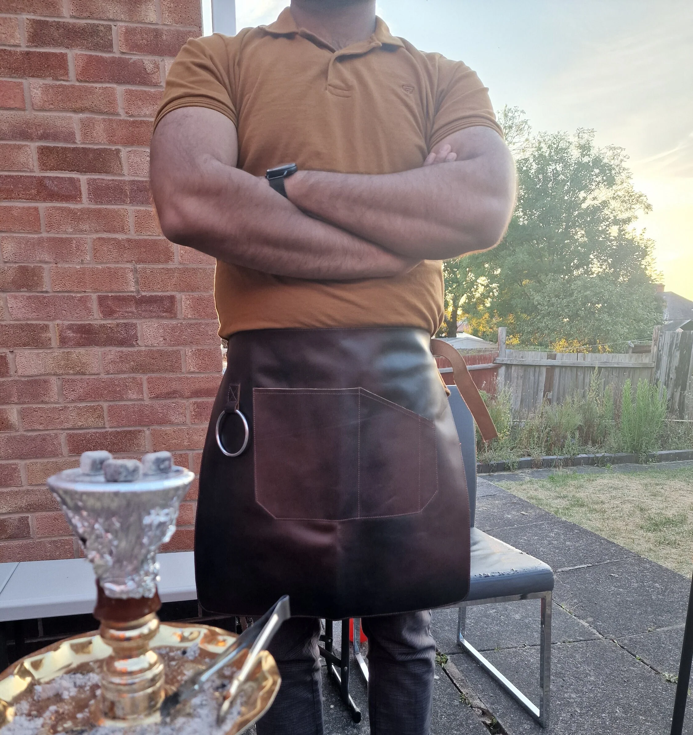 The Durham Dark Brown Full Grain Leather Half Apron - Image 5