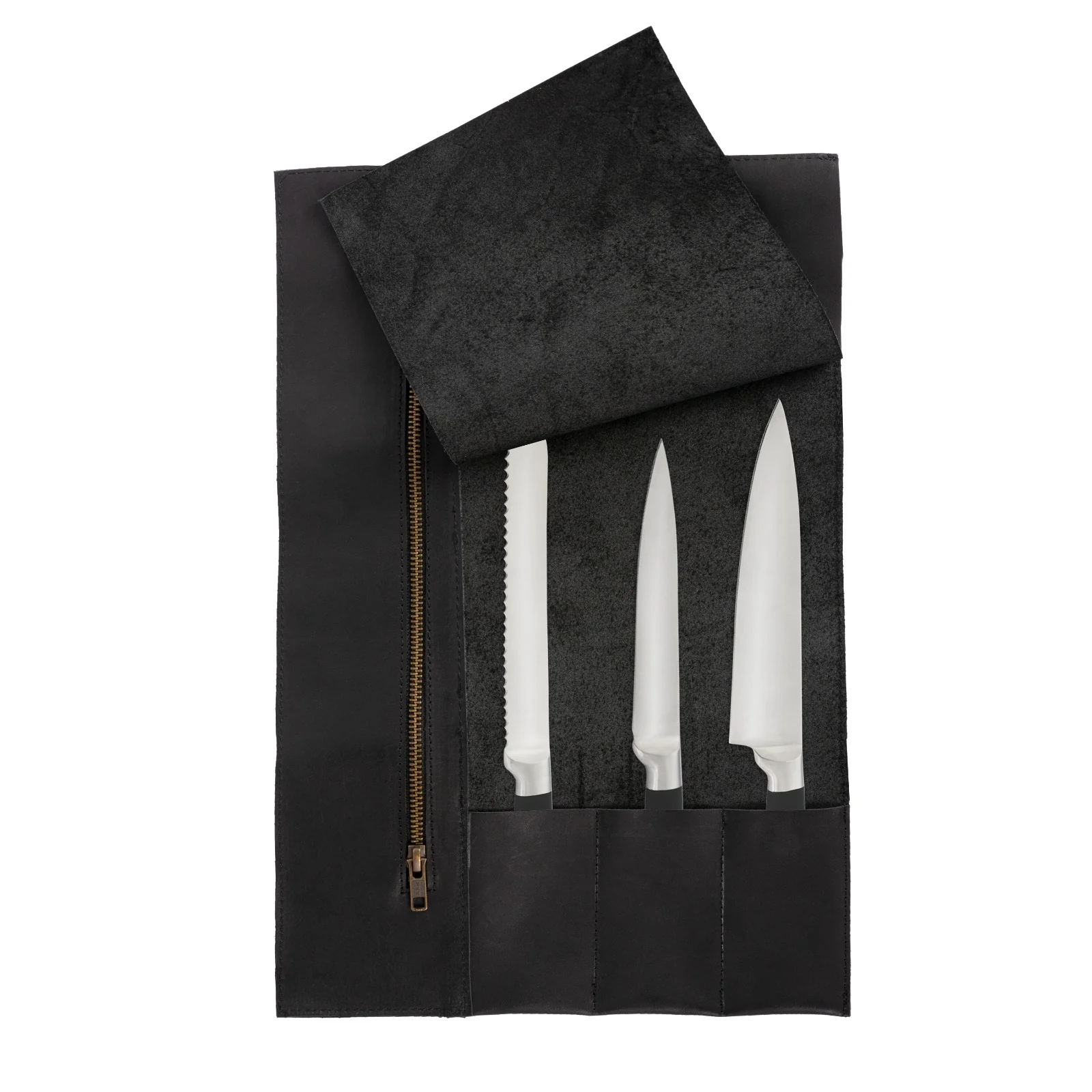 The MasterChef Leather Gift Set (3-in-1) Black Leather apron & Knife Roll with Leather Mitts - Image 5