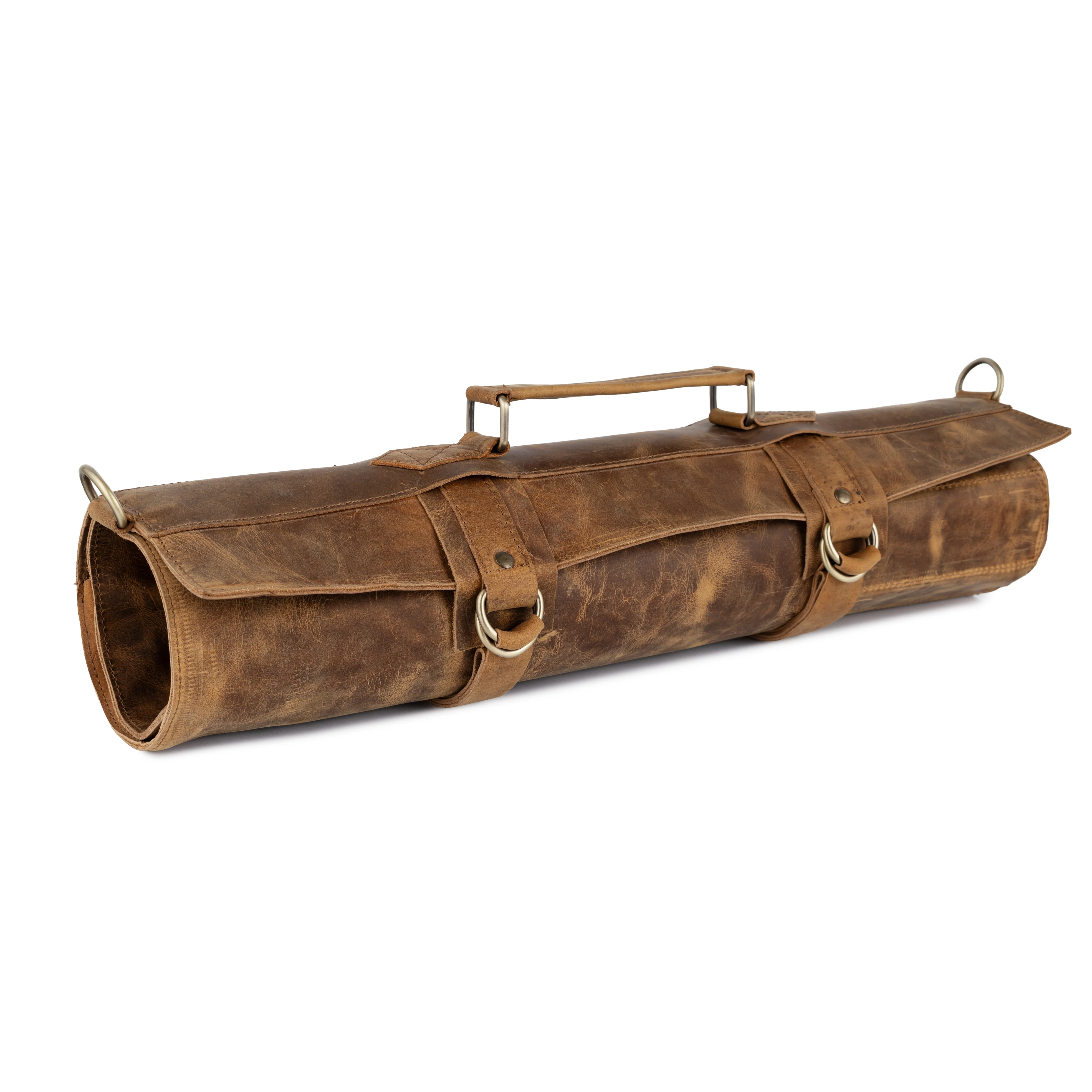 Tan Brown Leather Crossbody apron and Roll Gift Set - Image 9