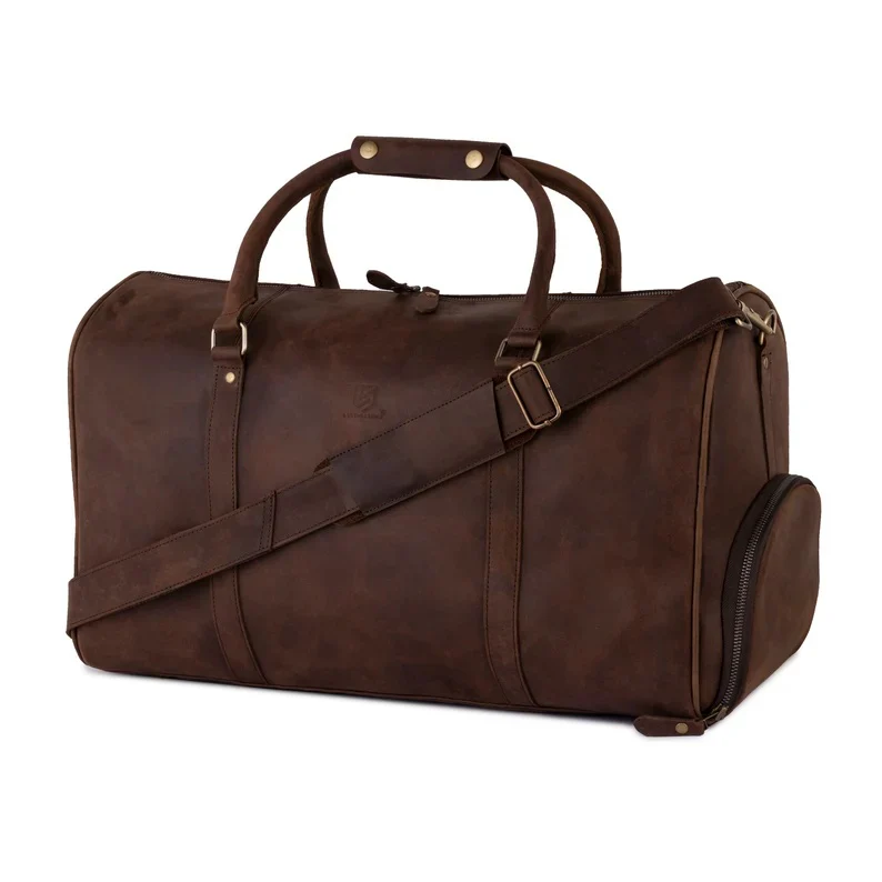 Brown Leather Laptop Bag with Leather Journal and Dufffle Bag Gift Set - Leather Travel Set - Image 10