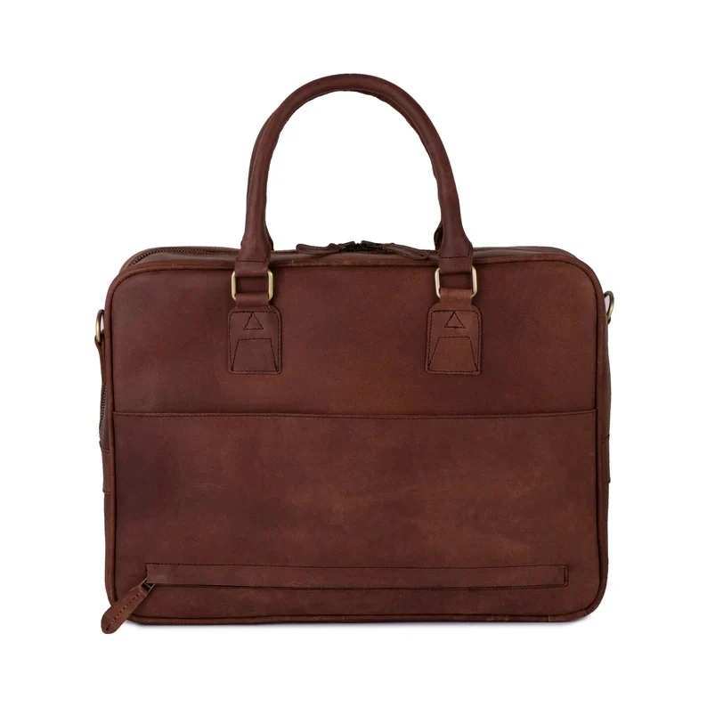 Brown Leather Laptop Bag with Leather Journal and Dufffle Bag Gift Set - Leather Travel Set - Image 6