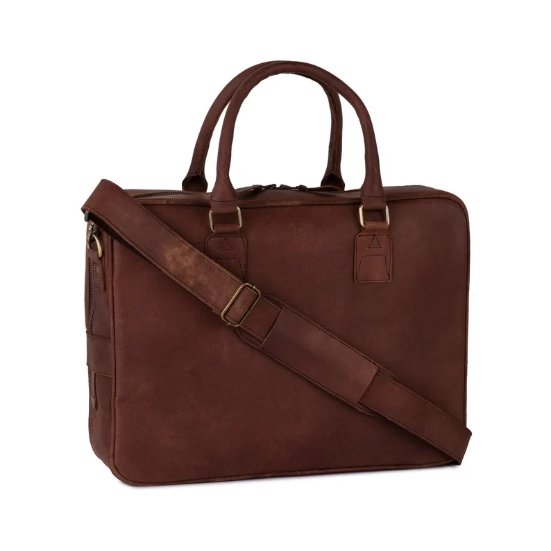 Brown Leather Laptop Bag with Leather Journal and Dufffle Bag Gift Set - Leather Travel Set - Image 9