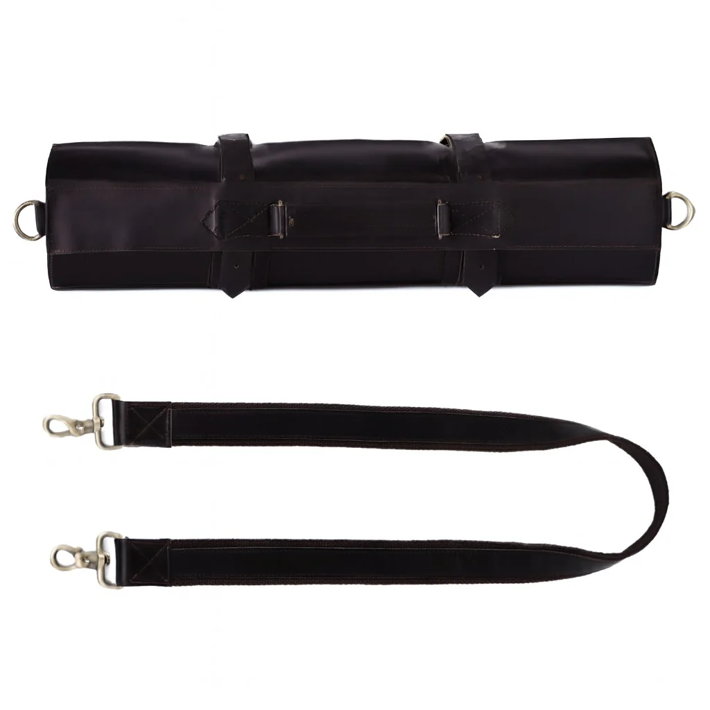 The Surray Full Grain 11 Pocket Handmade Black Leather knife Roll - Image 3