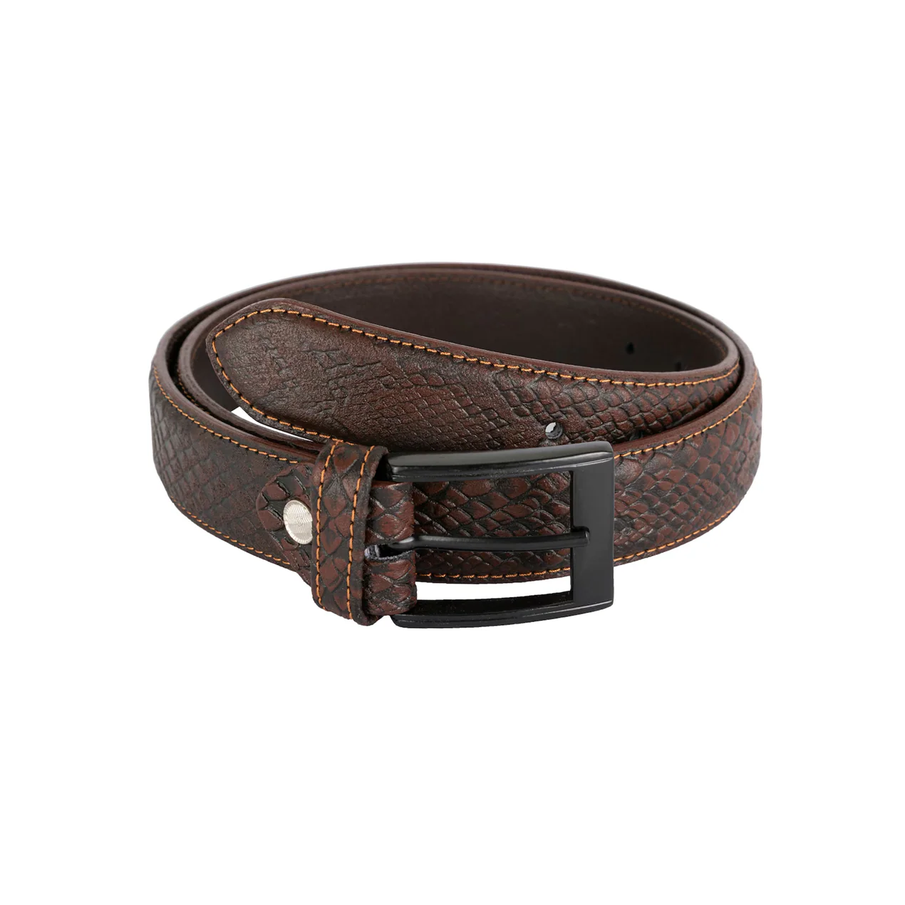 Snake Embossed Luxury real leather belt 35mm Single contrast stitch