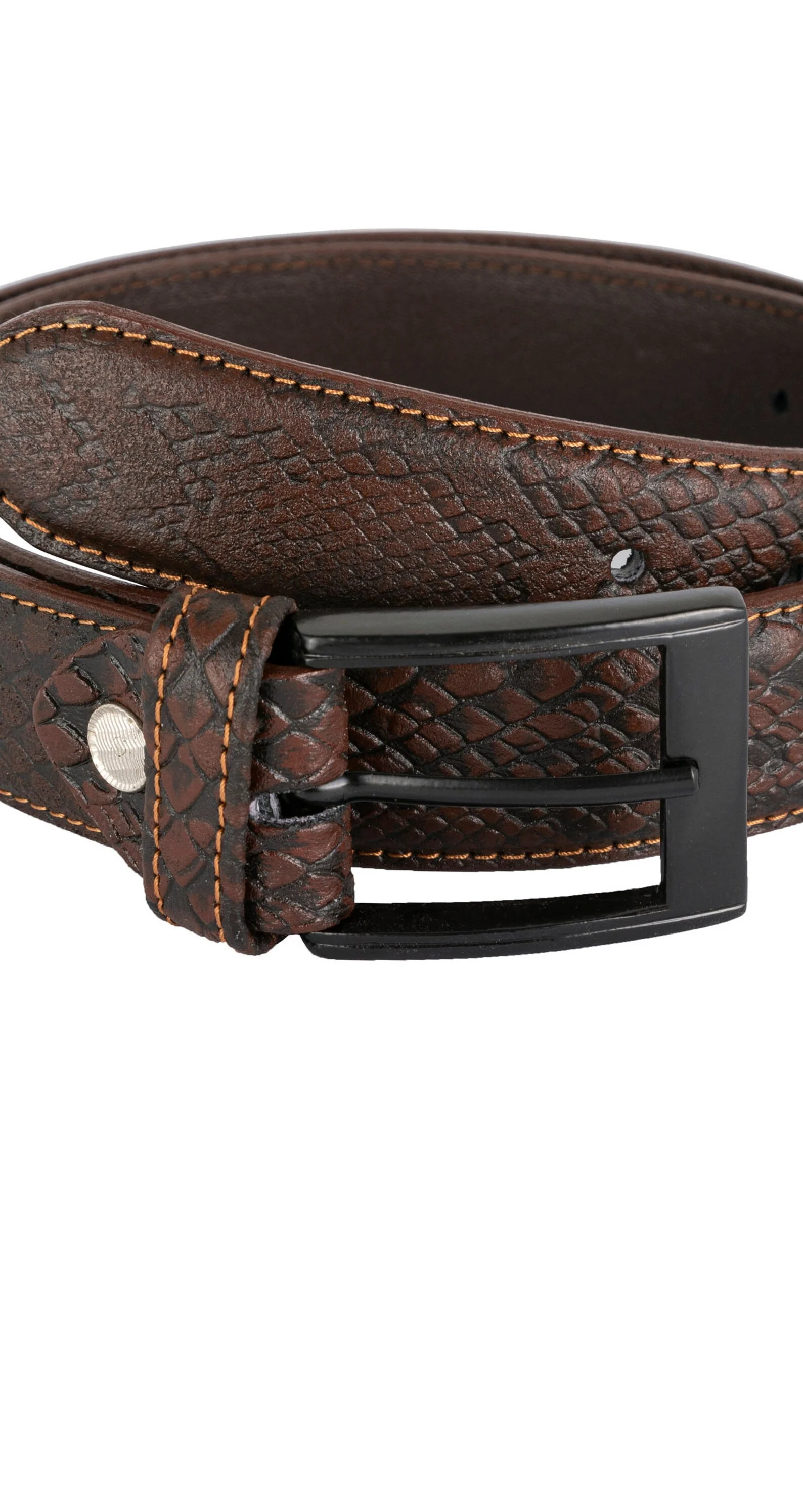 Snake Embossed Luxury real leather belt 35mm Single contrast stitch - Image 3