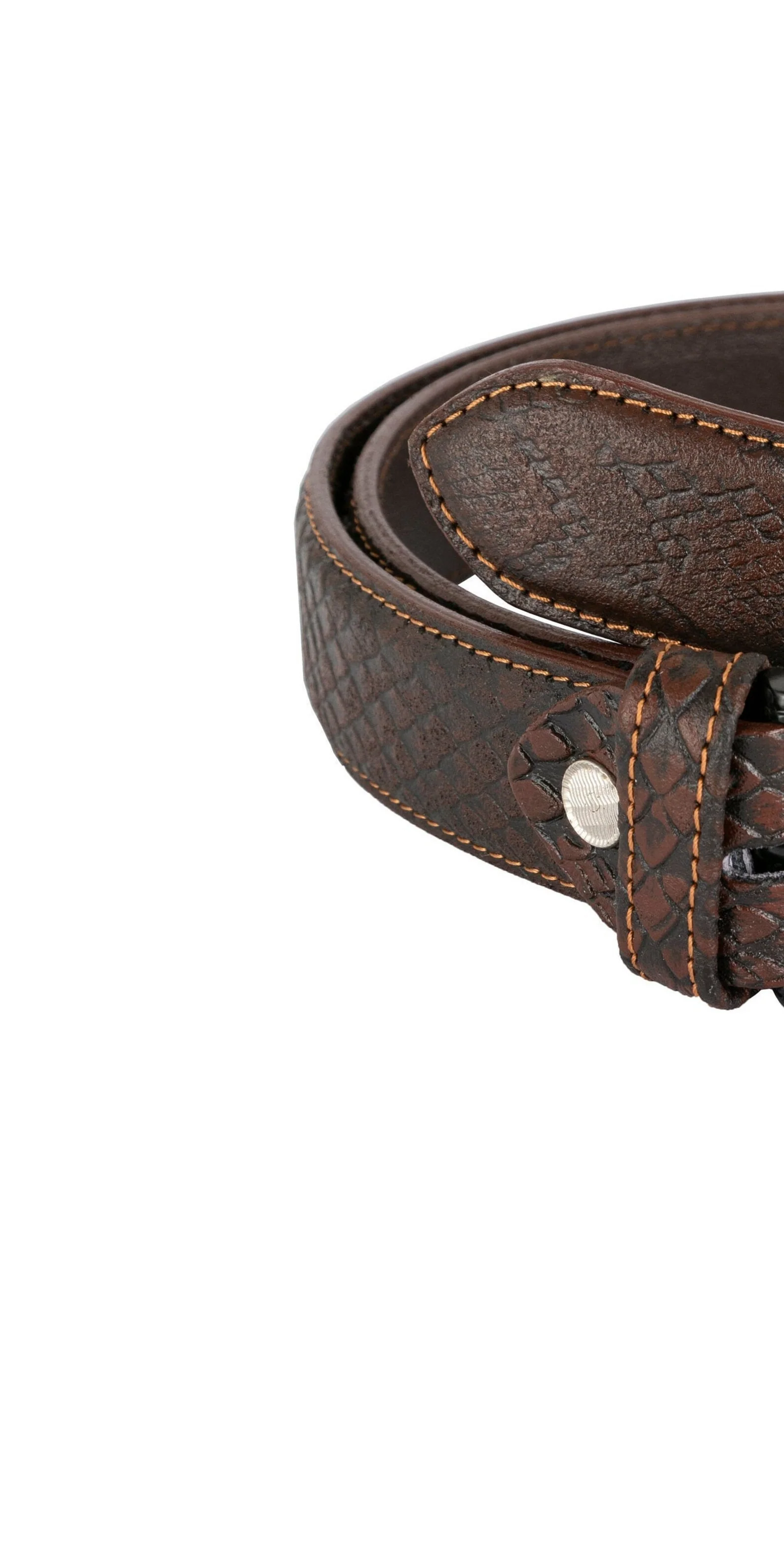 Snake Embossed Luxury real leather belt 35mm Single contrast stitch - Image 4